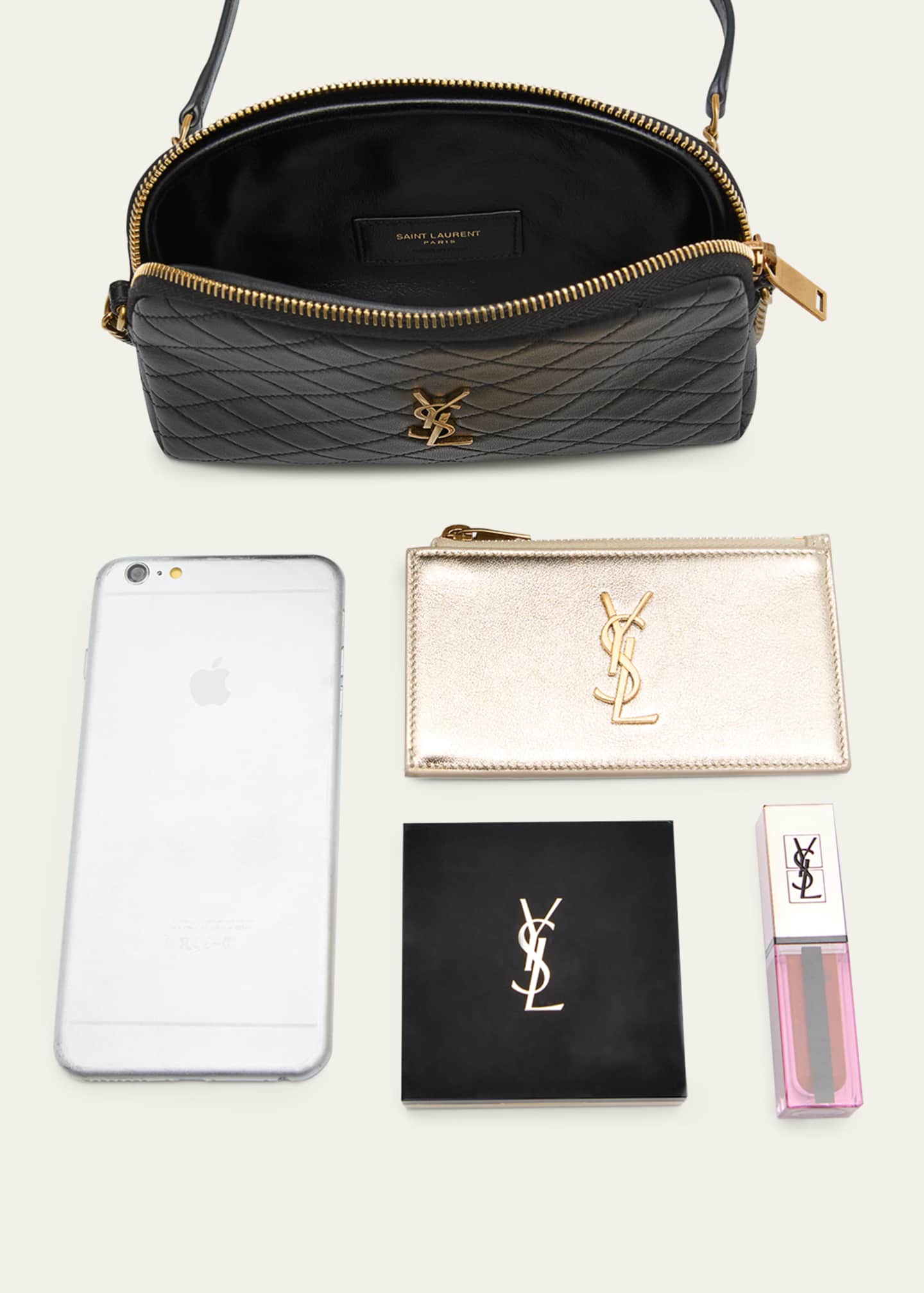 Saint Laurent Gaby Mini YSL Crossbody Bag in Quilted Leather Image 8 of 8