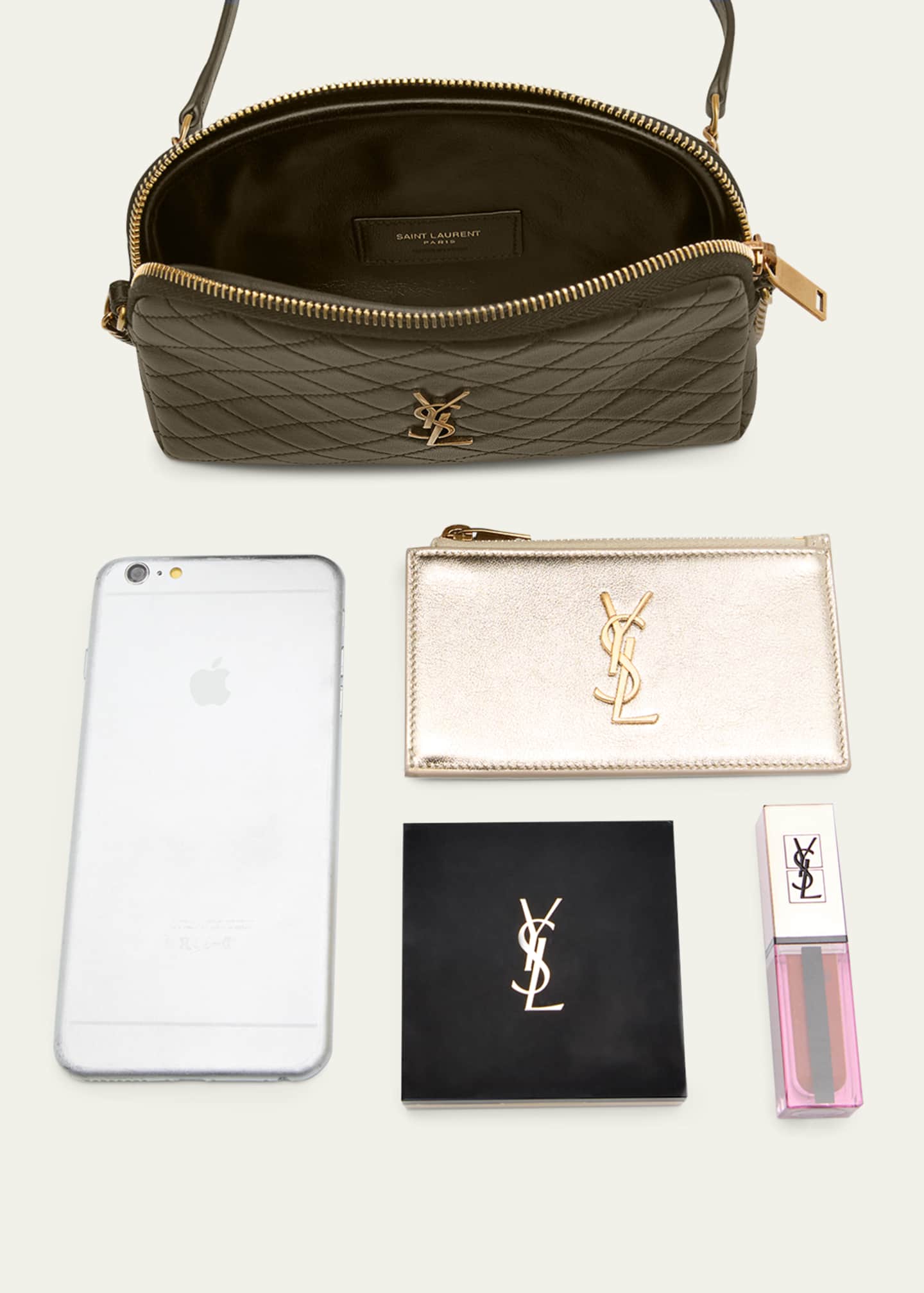 Saint Laurent Gaby Mini YSL Crossbody Bag in Quilted Leather Bergdorf Goodman