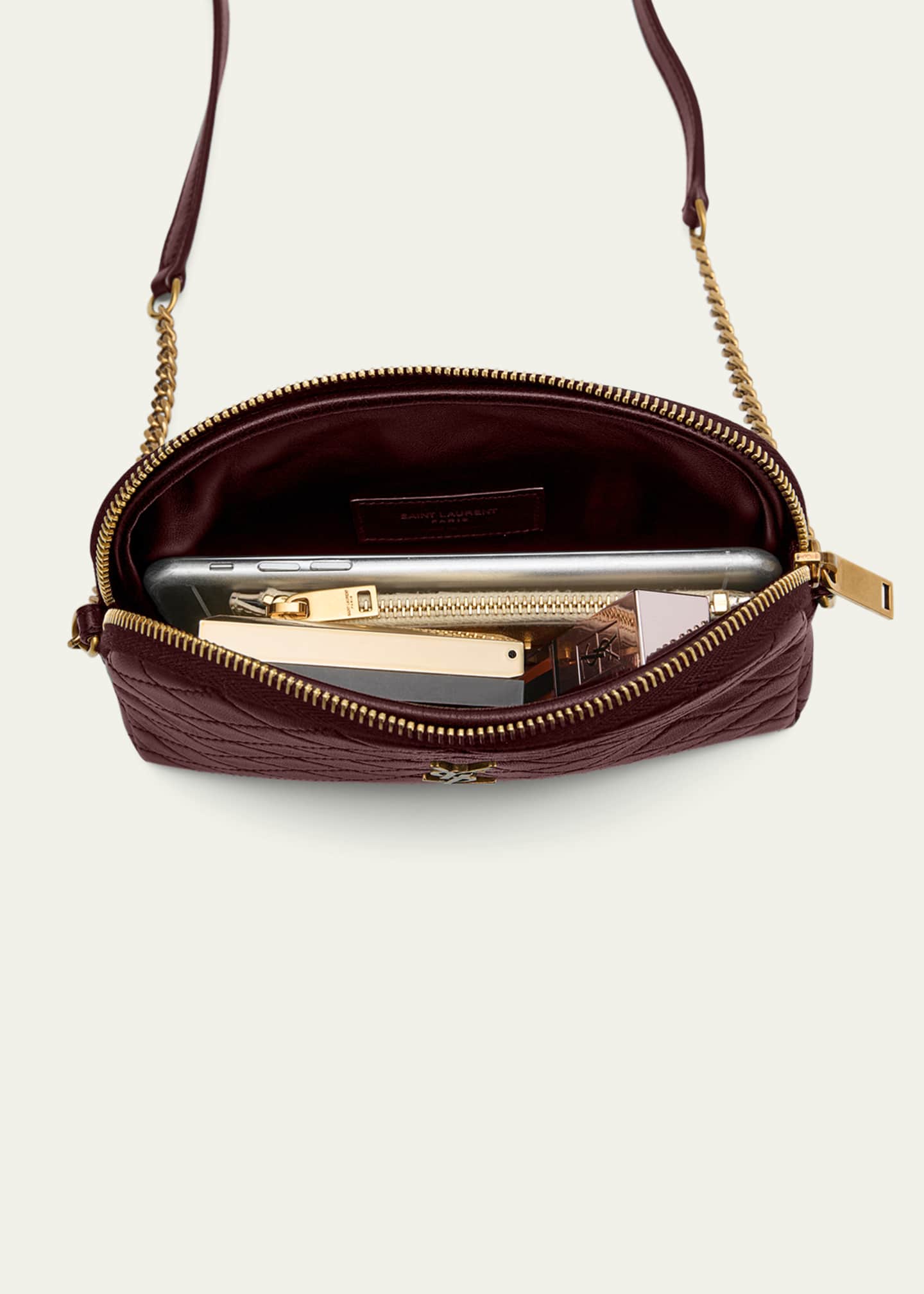 Saint Laurent Gaby Mini YSL Crossbody Bag in Quilted Leather Image 7 of 8