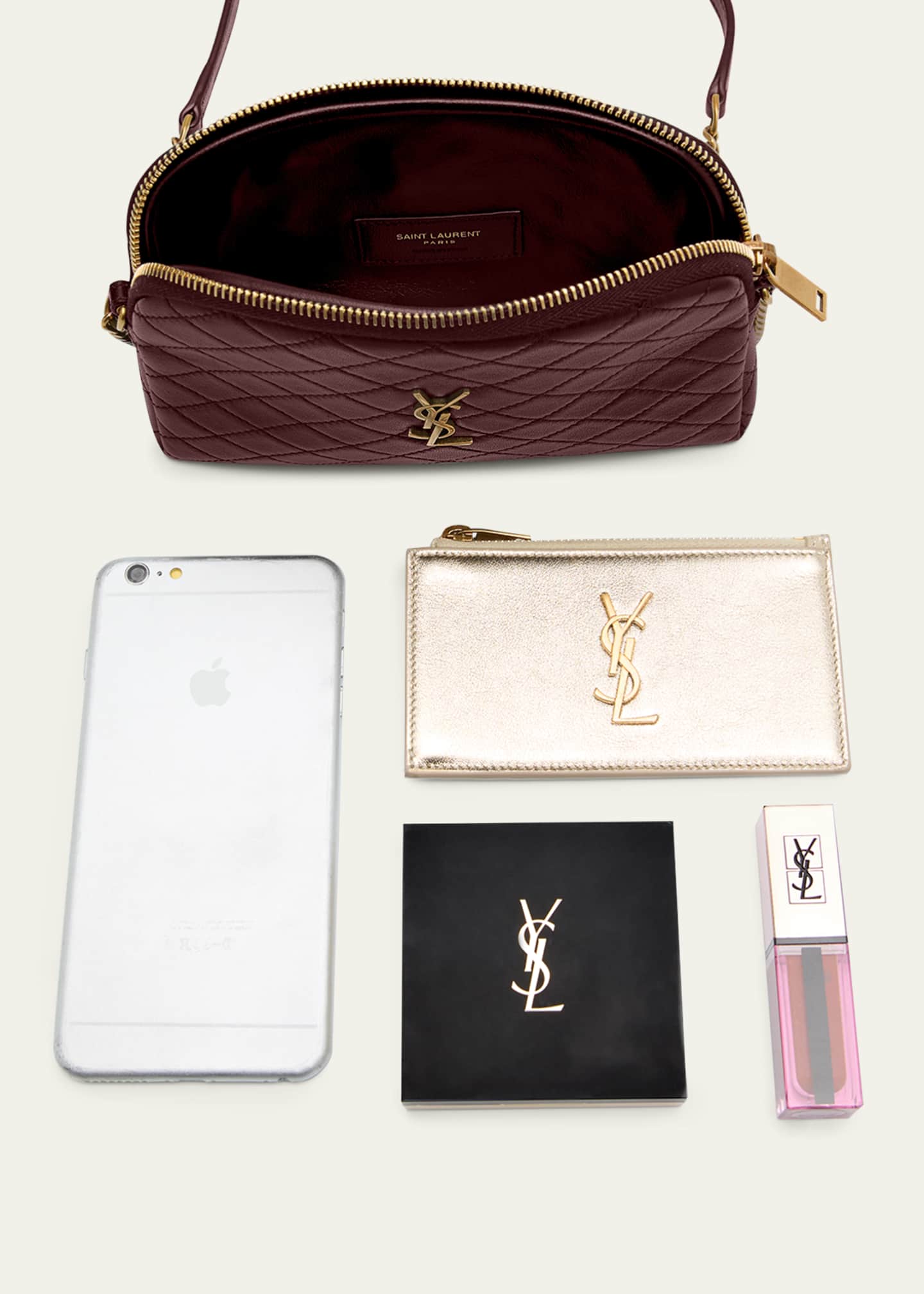 Saint Laurent Gaby Mini YSL Crossbody Bag in Quilted Leather Image 8 of 8