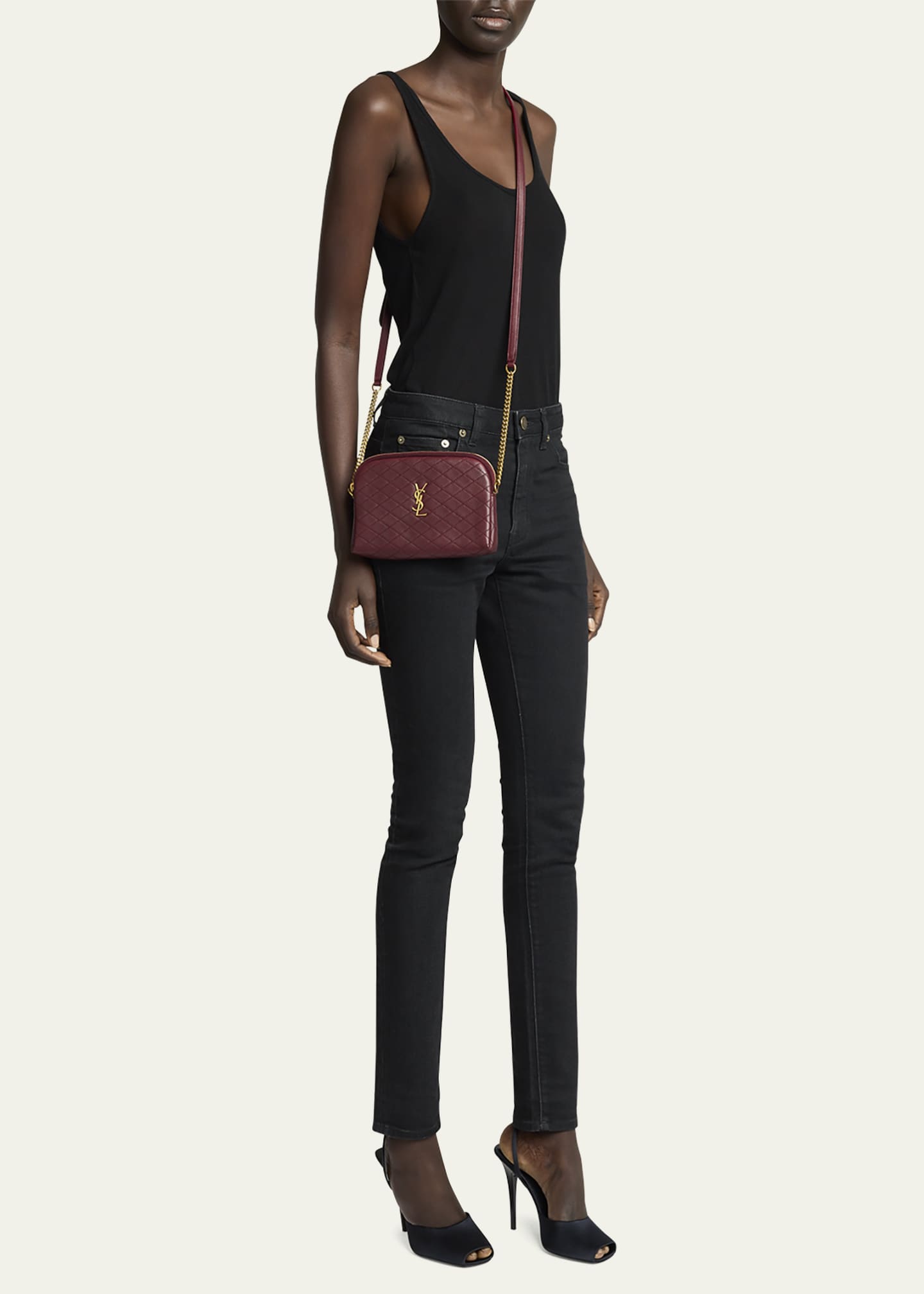 Saint Laurent Gaby Mini YSL Crossbody Bag in Quilted Leather Image 5 of 8