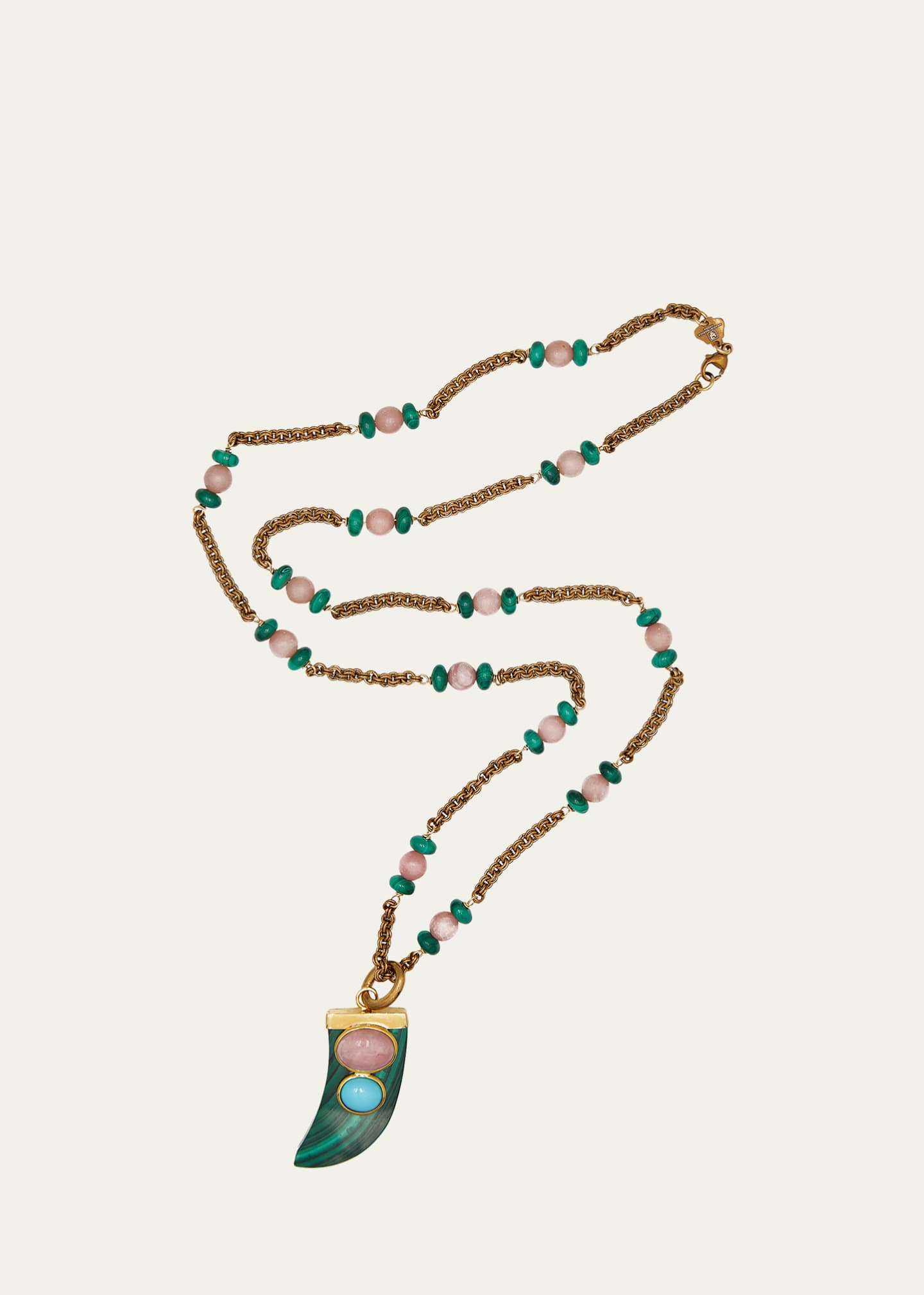 Grazia And Marica Vozza Lucky Charm Necklace with Malachite, Rhodonite and Turquoise Resin