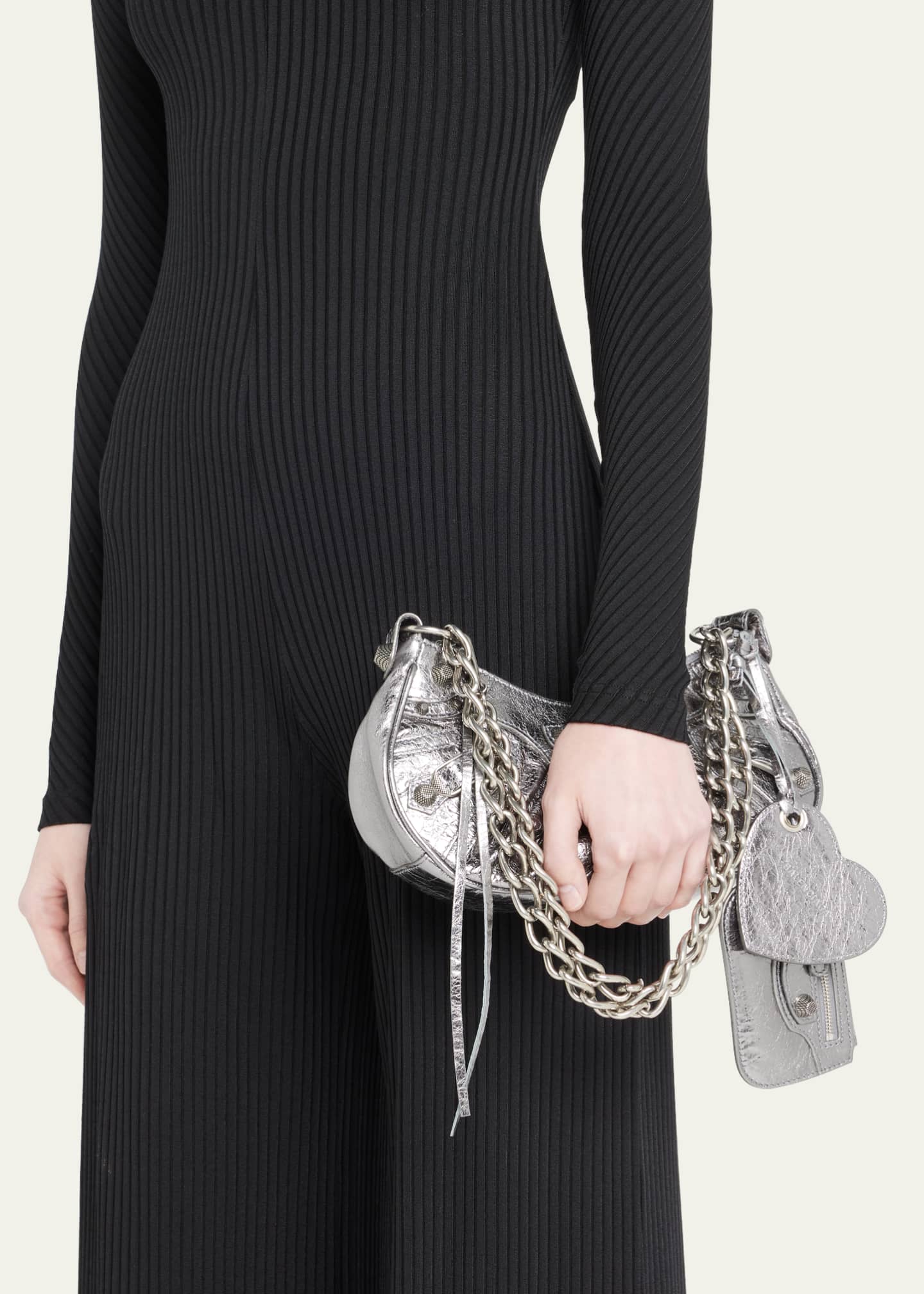 Balenciaga BB Round Medium Metallic Leather Chain Shoulder Bag - Bergdorf  Goodman