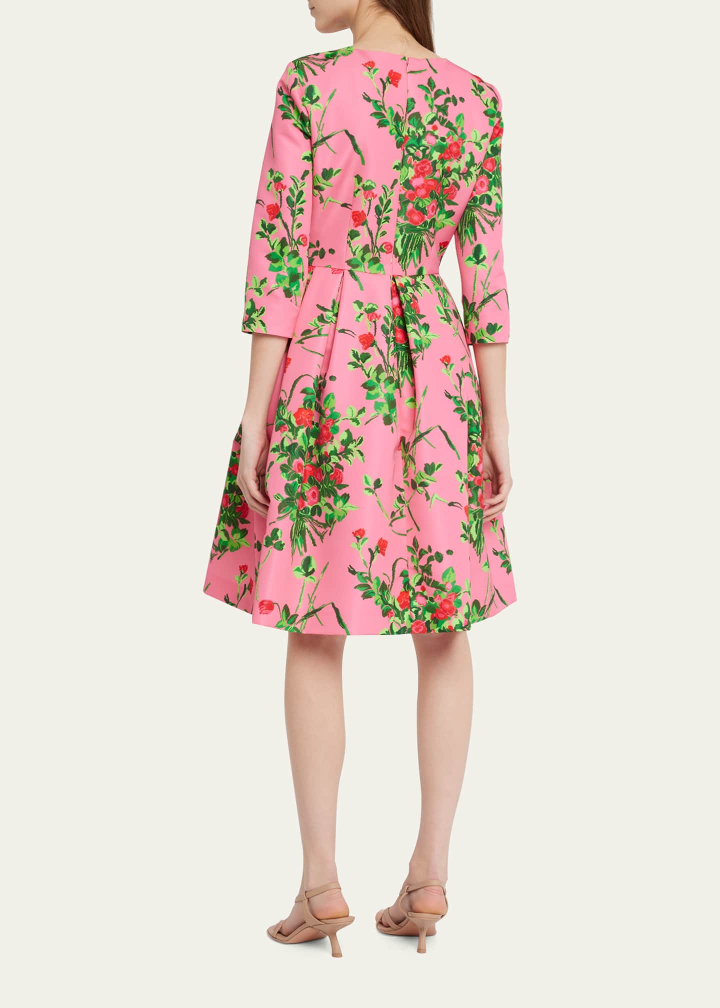 Carolina Herrera Floral Print Flared Knee-Length Dress - Bergdorf Goodman