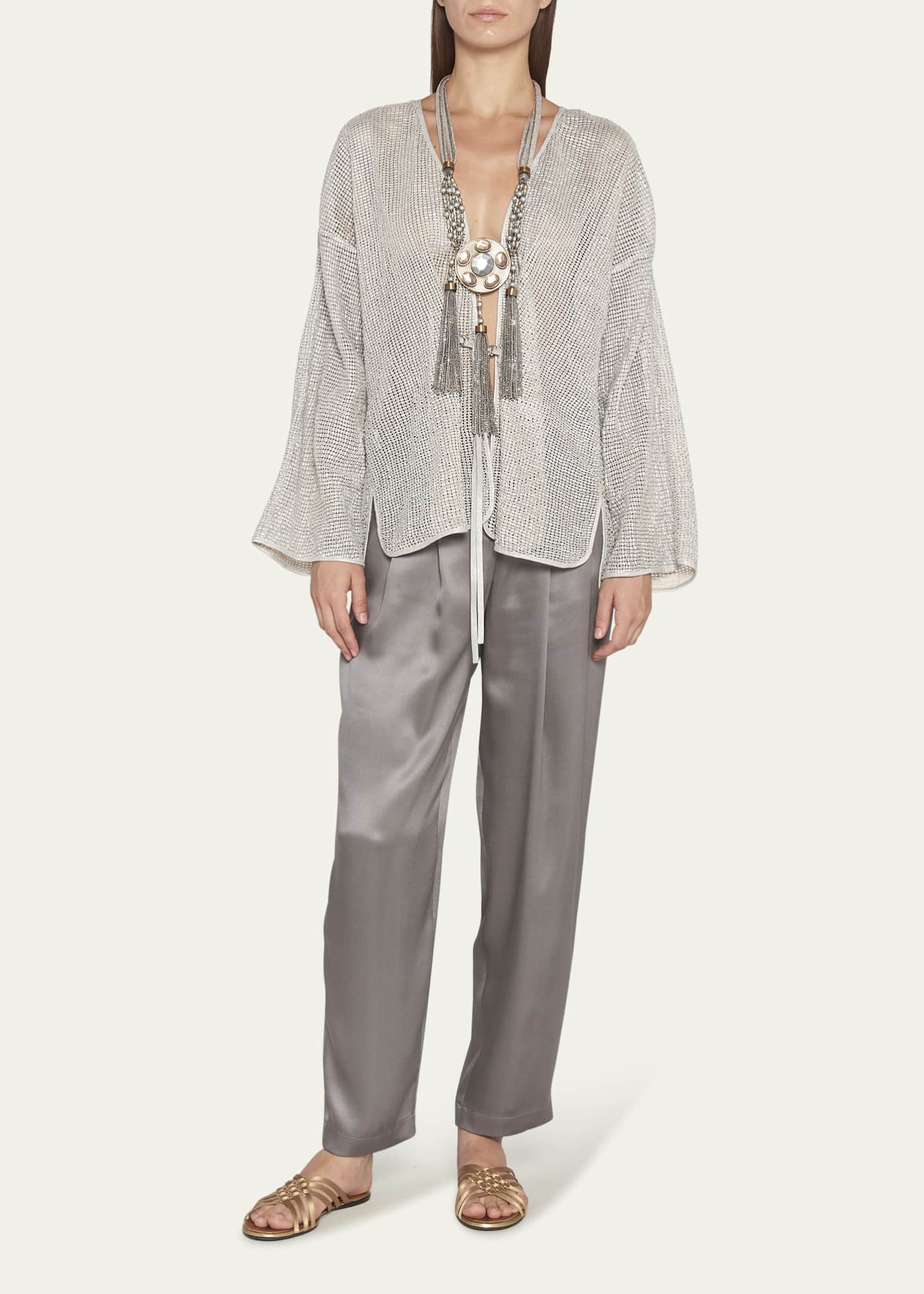 Giorgio Armani Beaded Tassel Statement Necklace Image 1 of 3