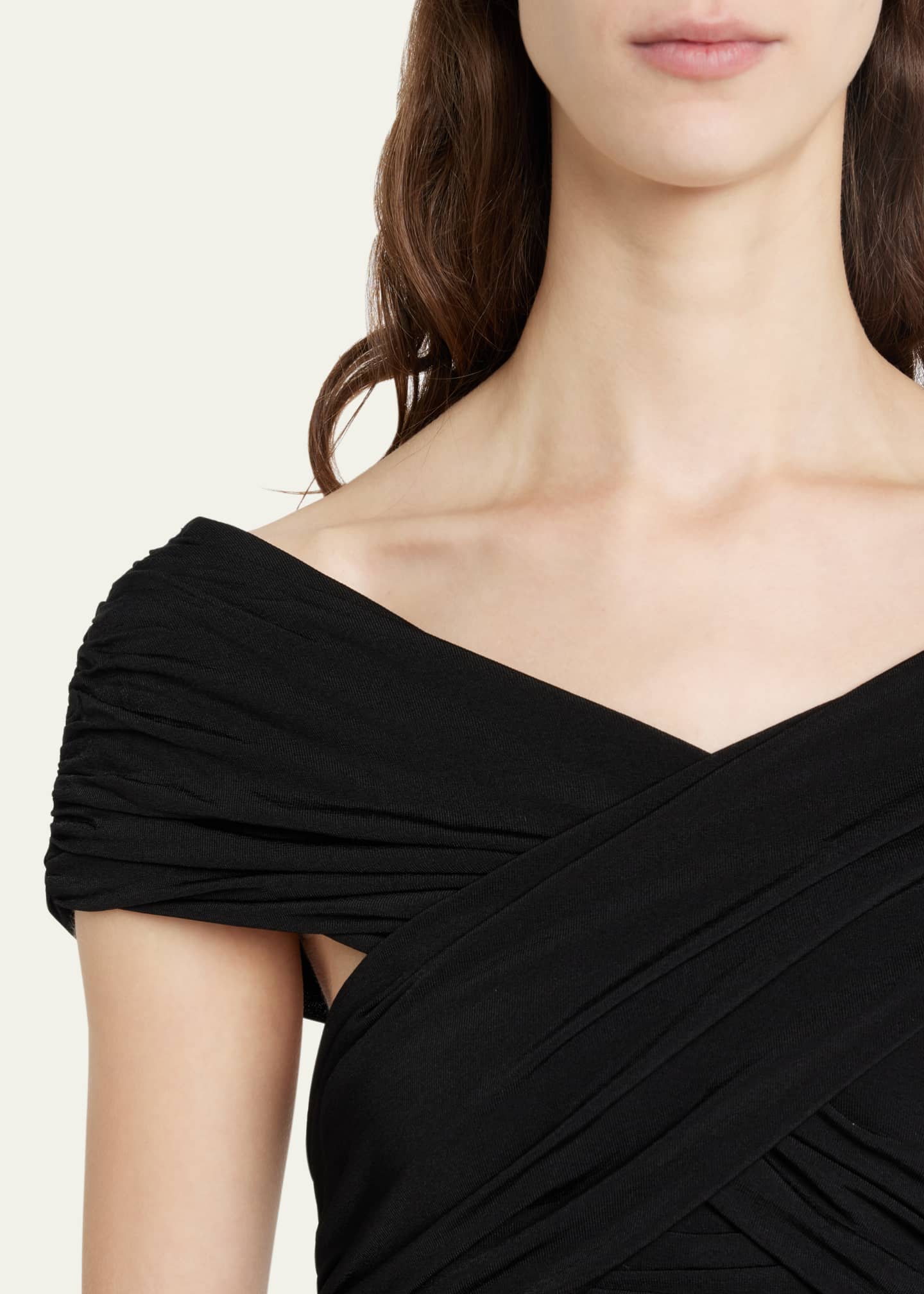 Giorgio Armani Off-The-Shoulder Ruched Jersey Midi Dress Image 5 of 5