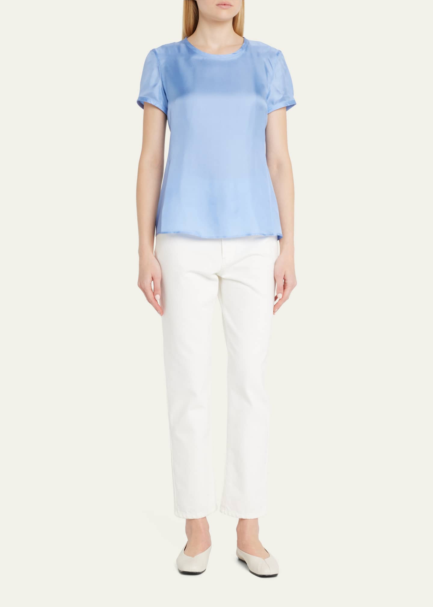 Giorgio Armani Crewneck Short-Sleeve Silk T-Shirt Image 2 of 5