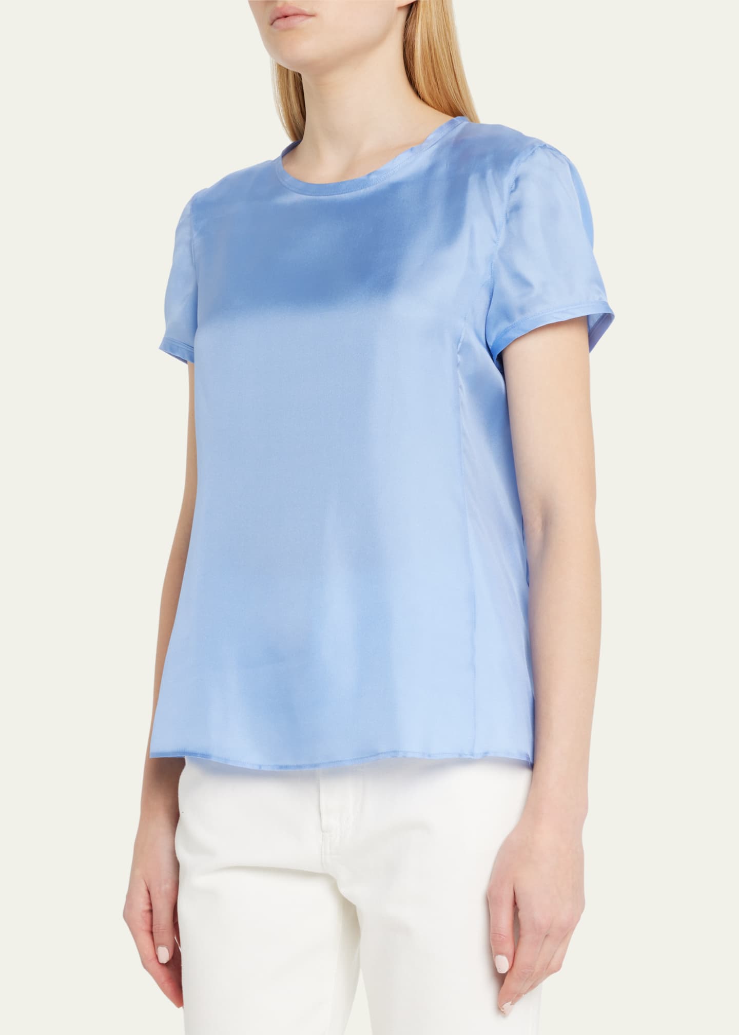 Giorgio Armani Crewneck Short-Sleeve Silk T-Shirt Image 4 of 5