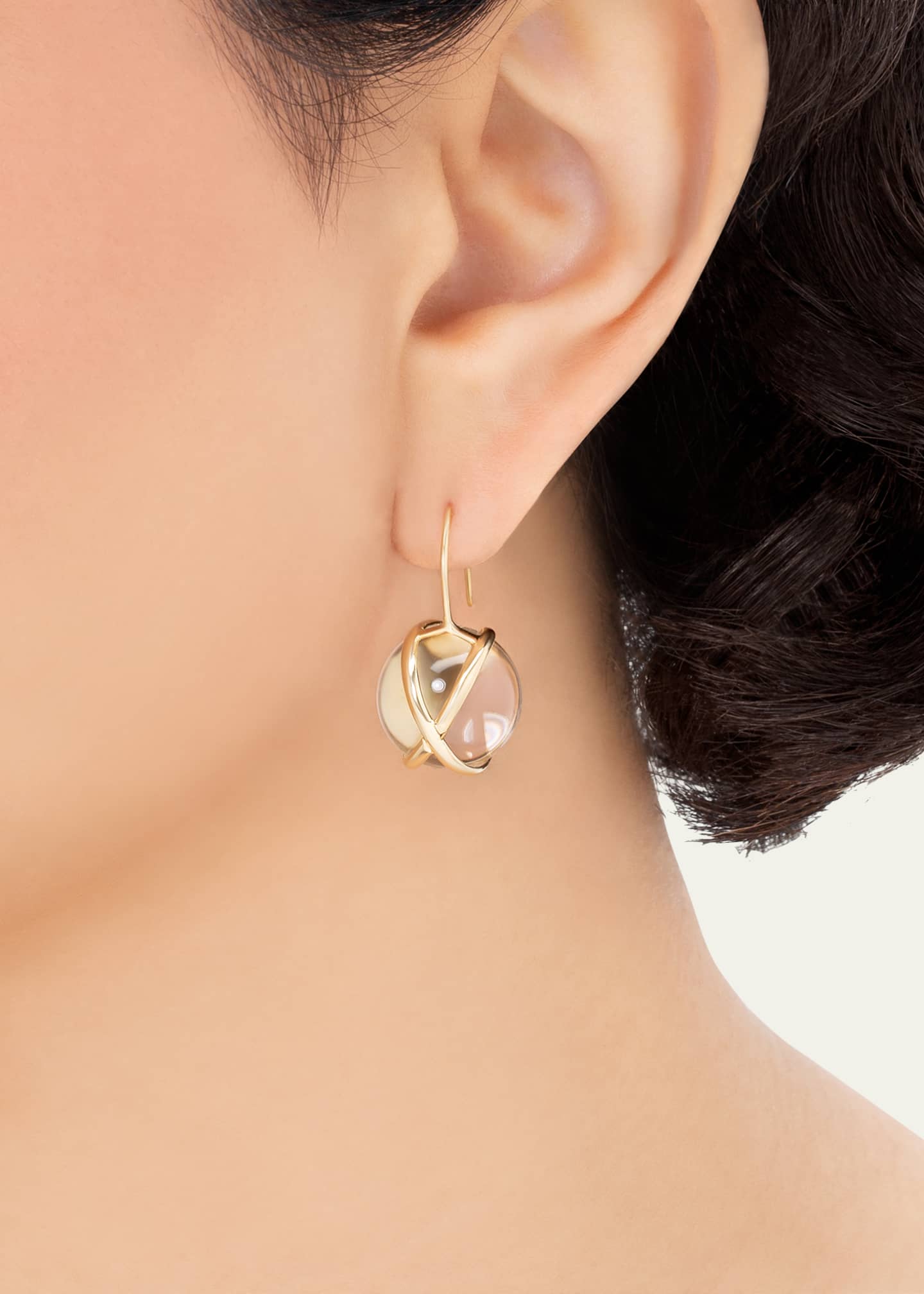 L. Klein Prisma 18k Gold Medium Crystal Quartz Drop Earrings Image 2 of 2