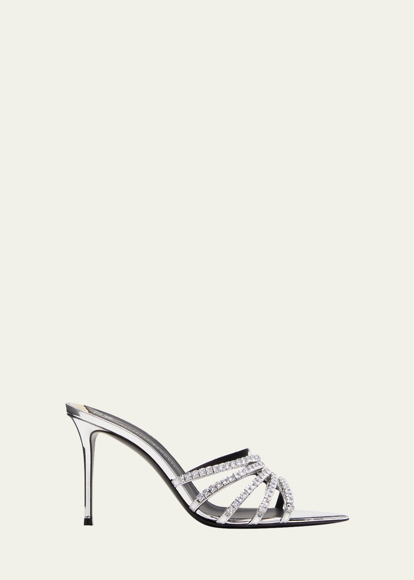Giuseppe Zanotti Crystal Metallic Stiletto Mules
