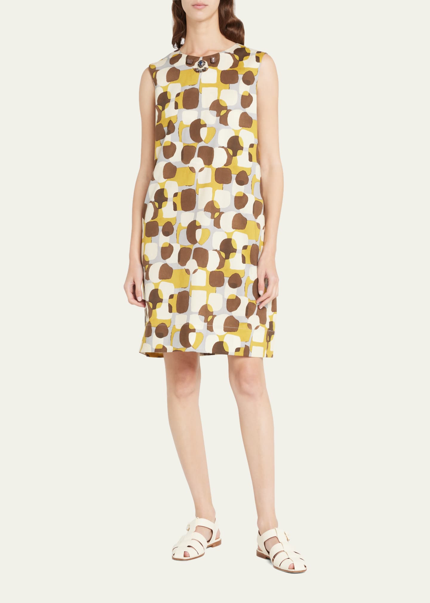 Max Mara Alessia Geometric-Print Shift Dress - Bergdorf Goodman