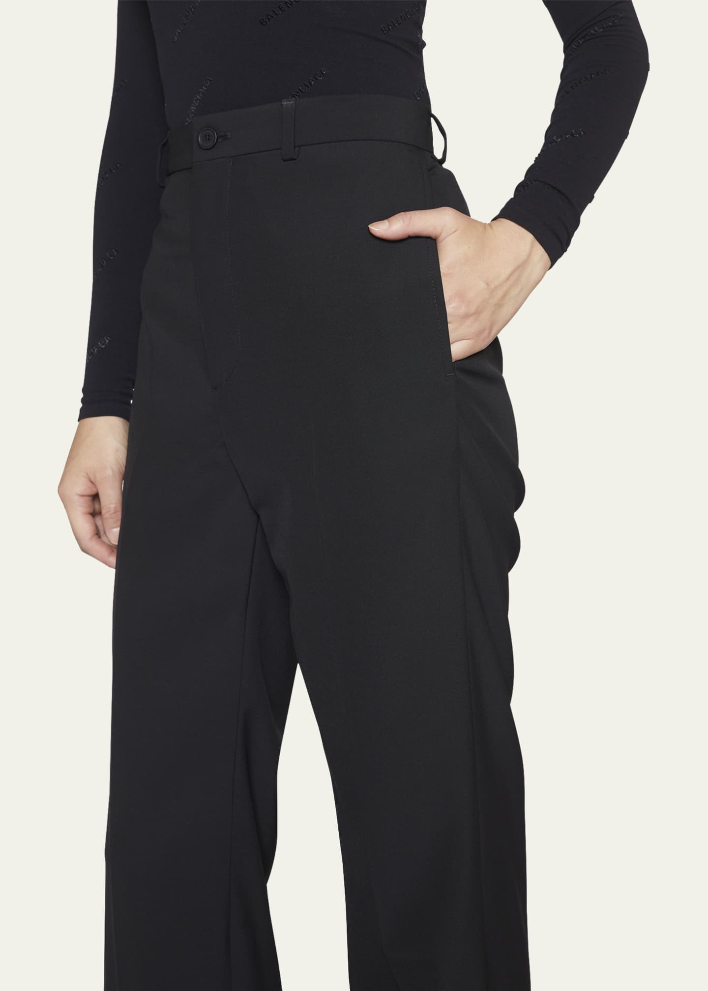 Balenciaga Straight-Leg Pants with Floor-Length Hem