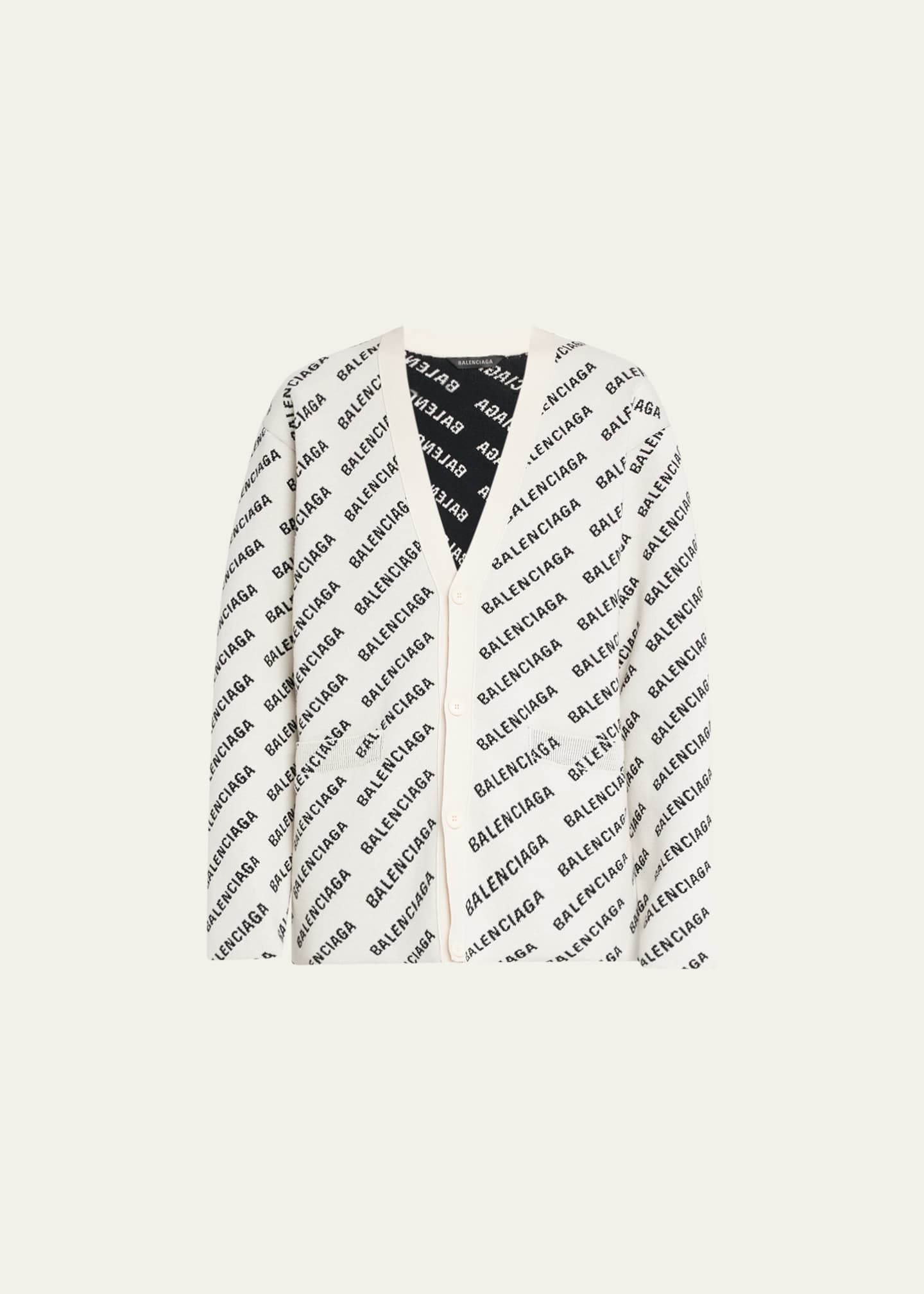 Balenciaga All Over Logo Print Cardigan