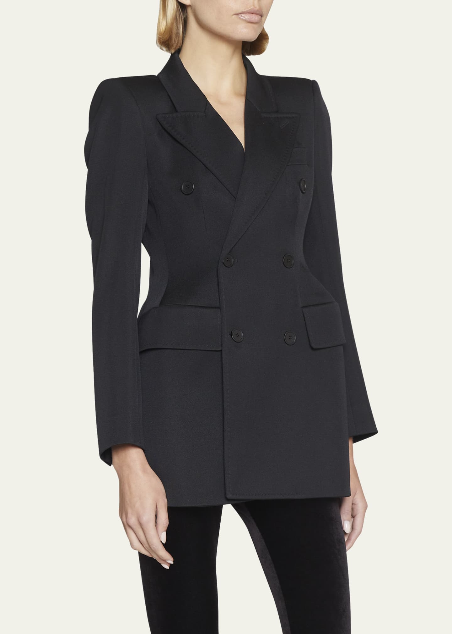 Balenciaga Hourglass Double-Breasted Wool Blazer