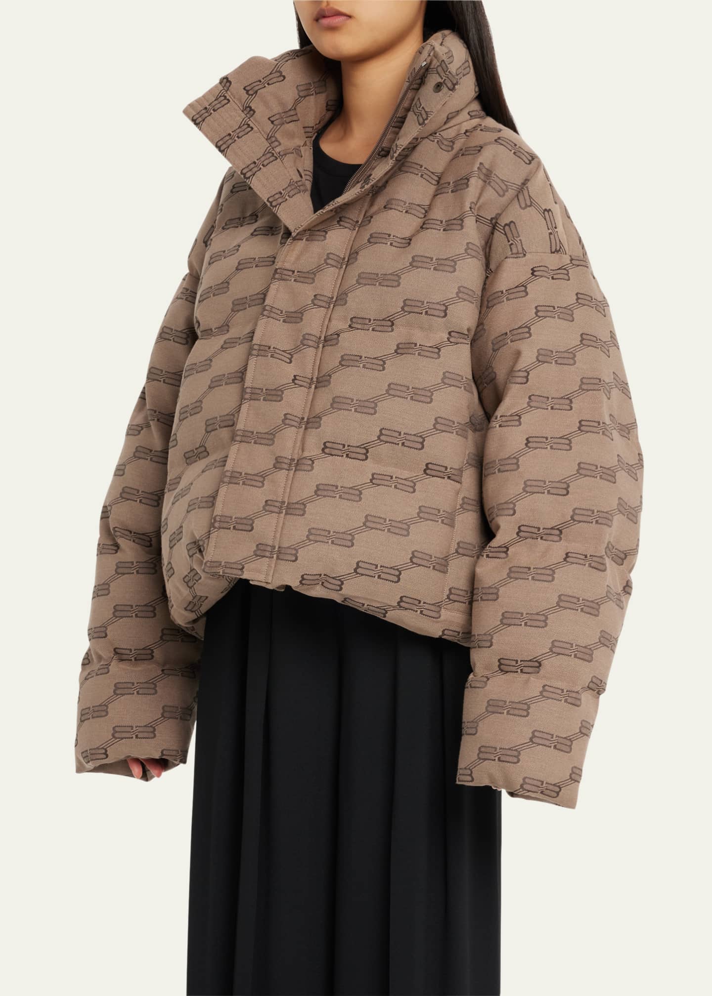 Balenciaga Bb Monogram Puffer Jacket - Brown