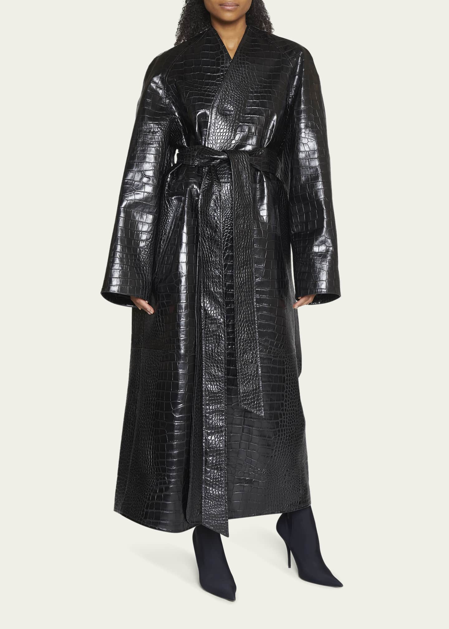 Balenciaga Crocodile Print Leather Lining Coat