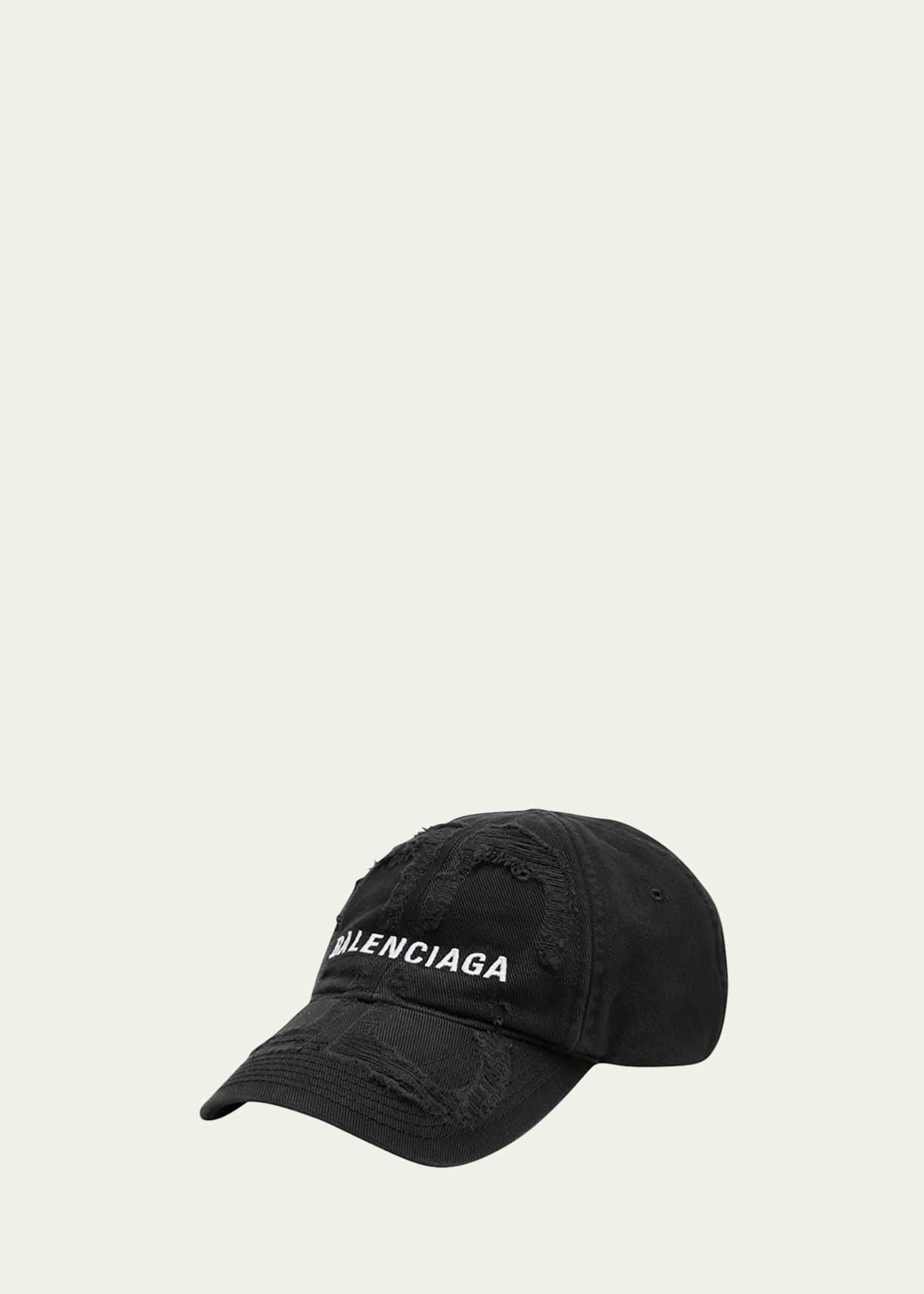 Balenciaga Men's Distressed BB-Logo Baseball Cap