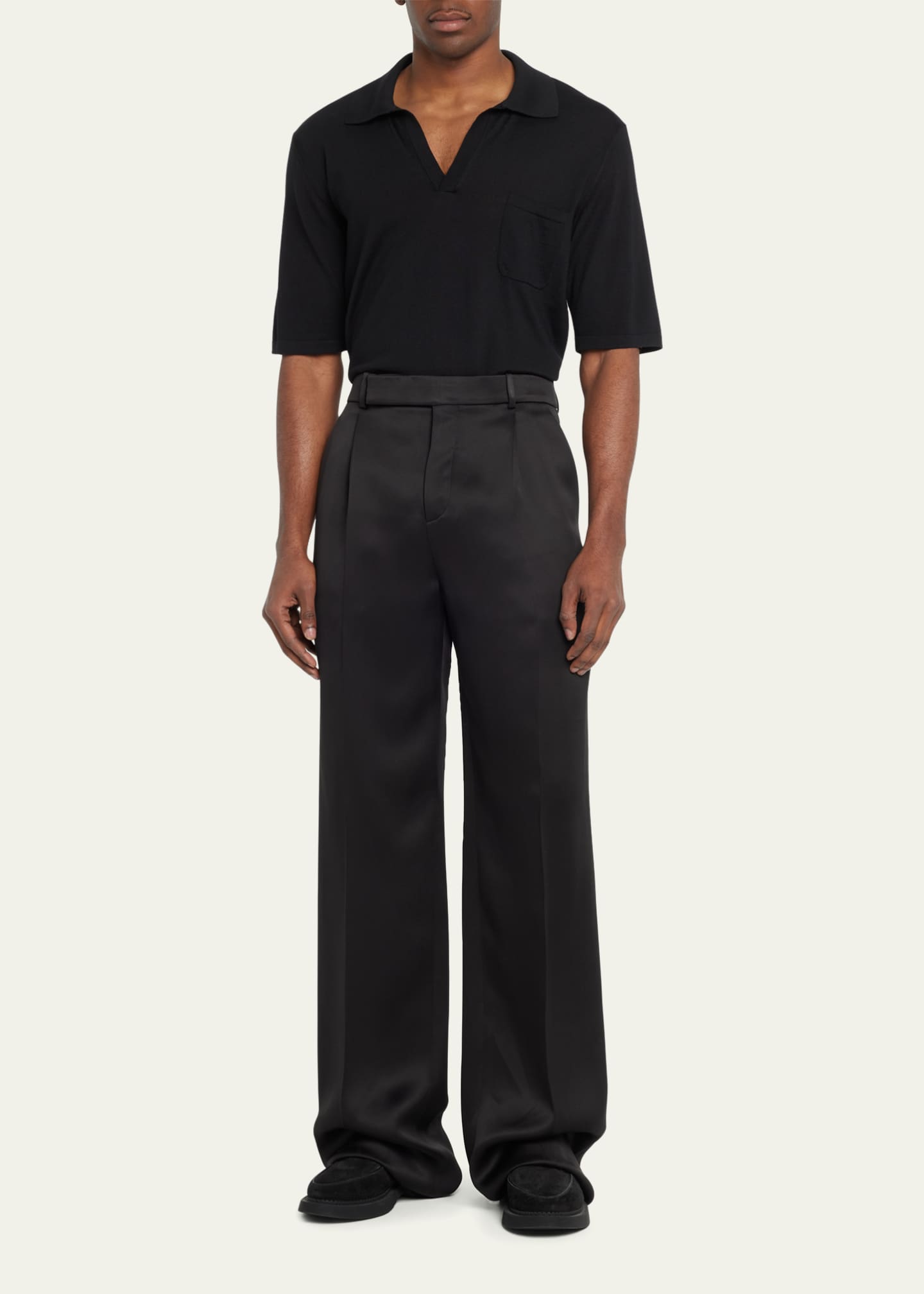 Saint Laurent Men's Flare Silk Trousers - Bergdorf Goodman