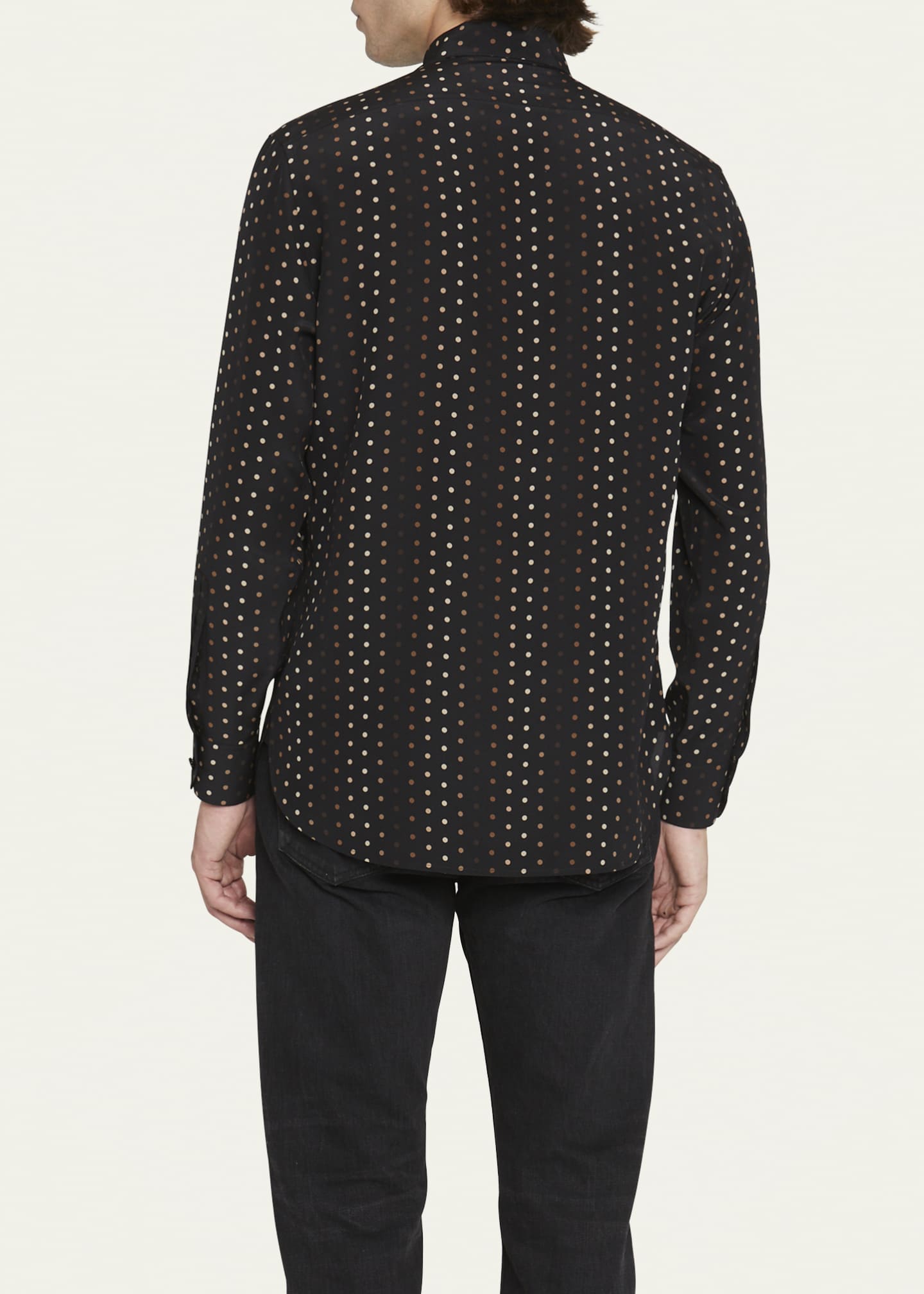 Saint Laurent Men's Yves Gradient Dots Dress Shirt Image 3 of 5