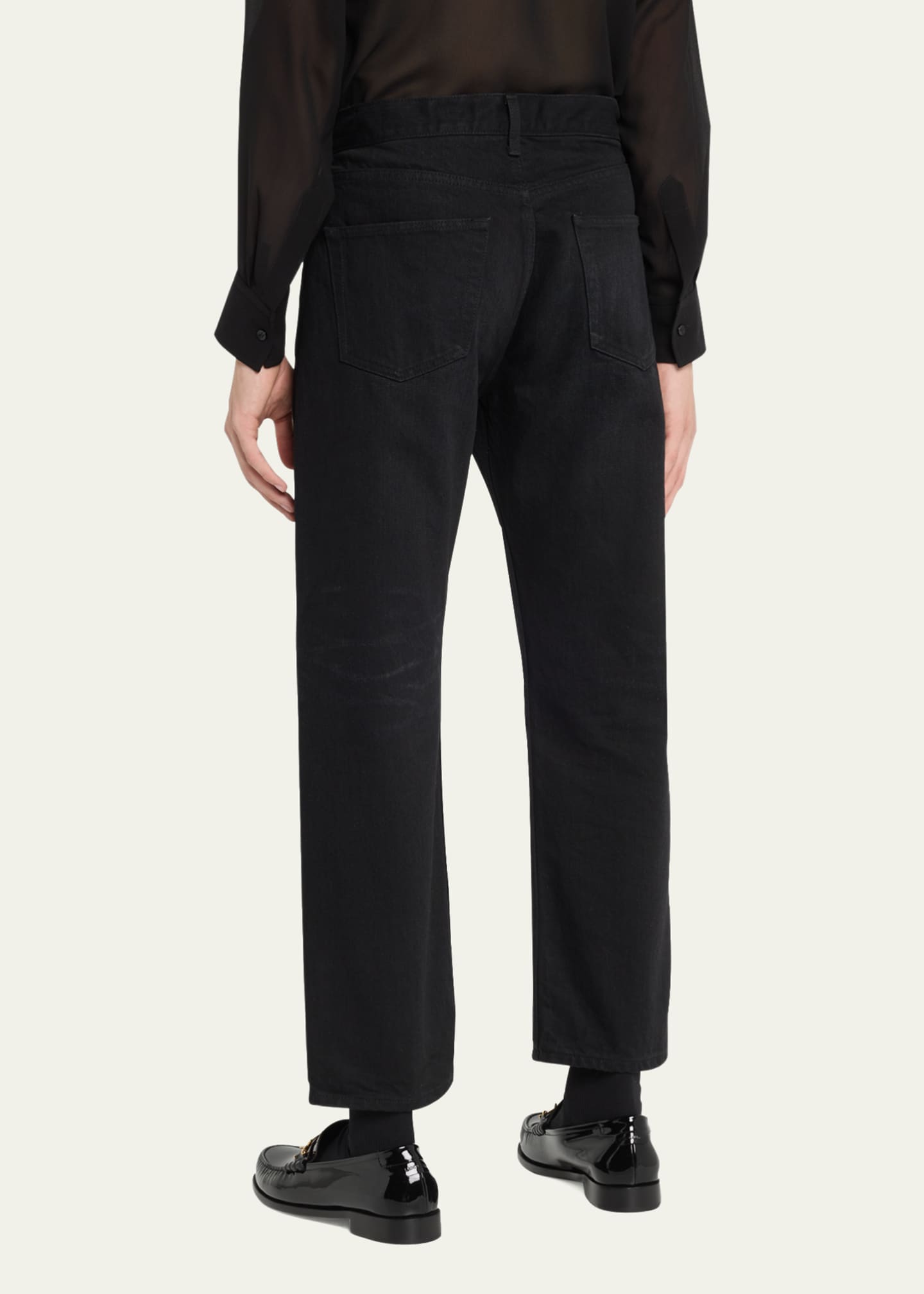 Saint Laurent Men's Mick Solid Denim Jeans Image 3 of 5