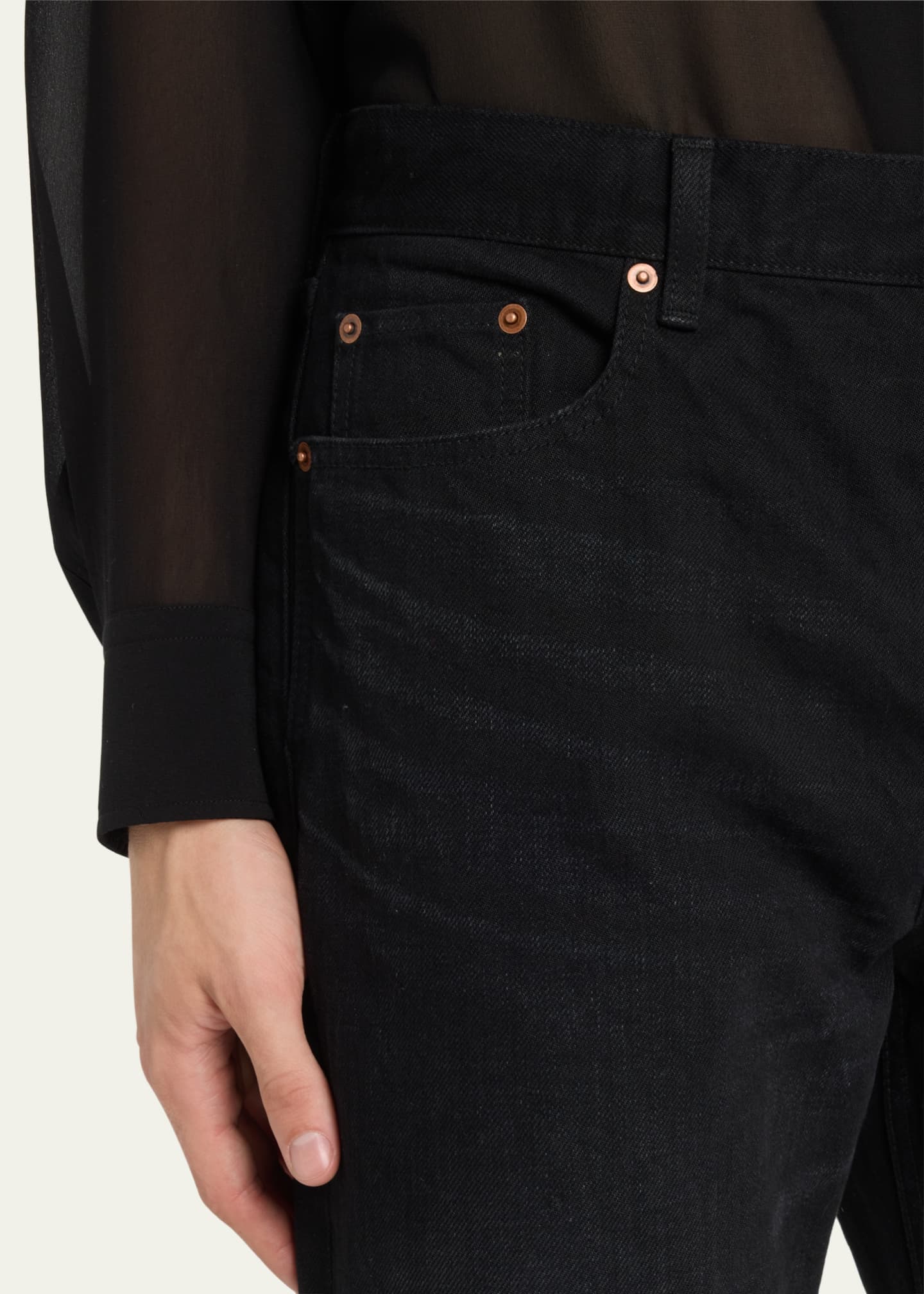 Saint Laurent Men's Mick Solid Denim Jeans Image 5 of 5