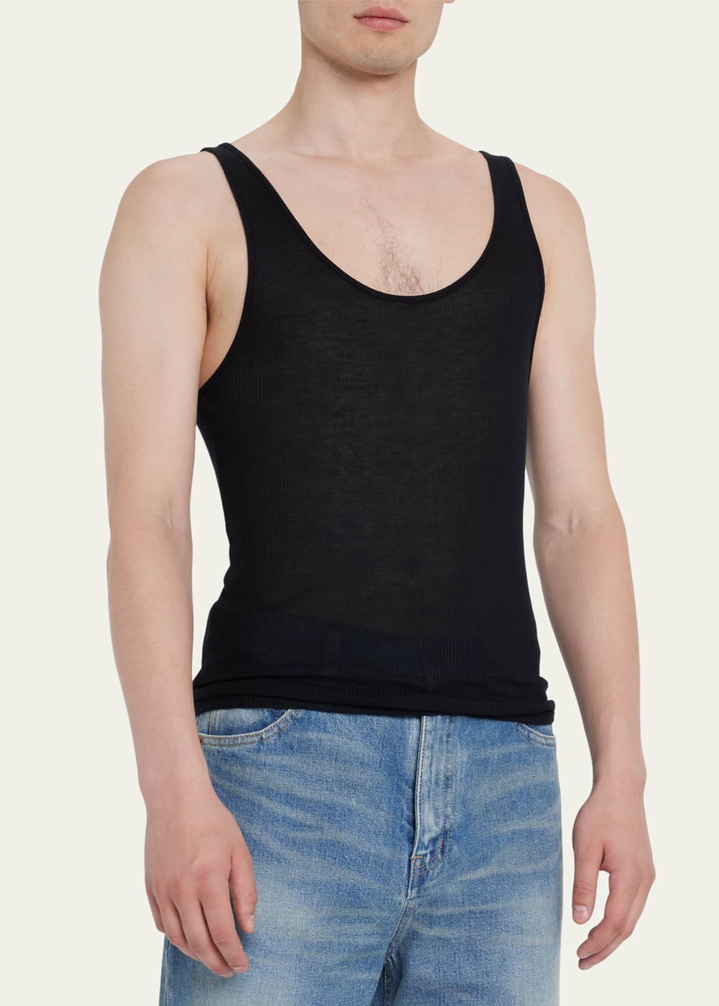 Casual Solid Knitted Tank Top Men Summer Fashion Ribbed Vest Mens Slim Fit  Crew Neck Sleeveless