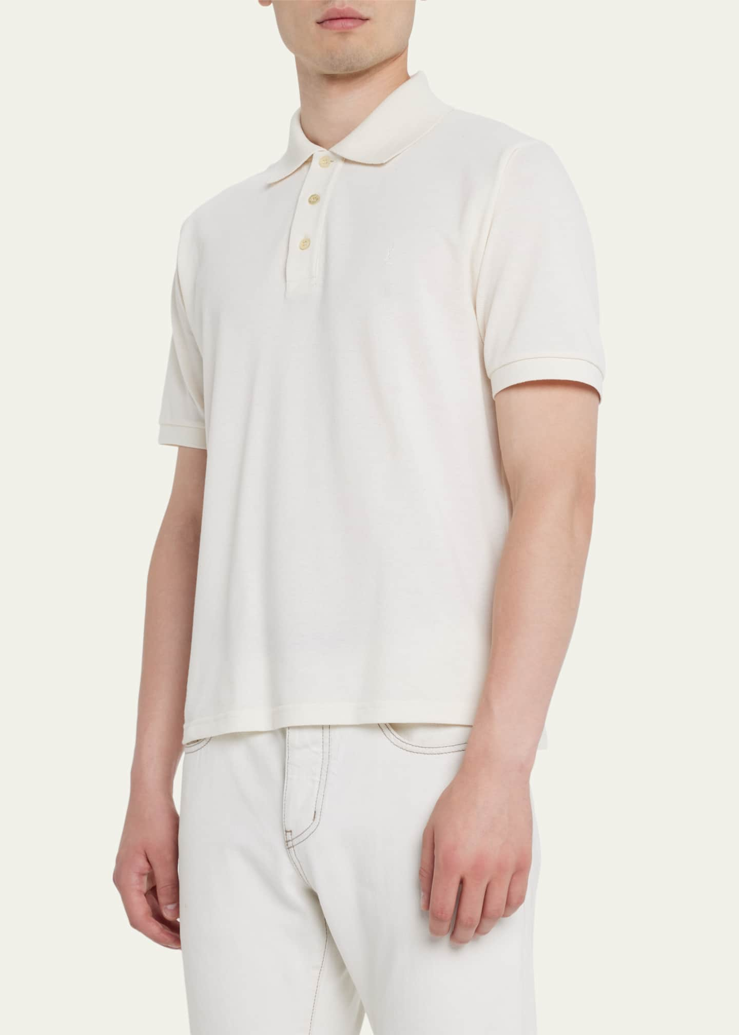 Saint Laurent Men's Tonal YSL Polo Shirt - Bergdorf Goodman