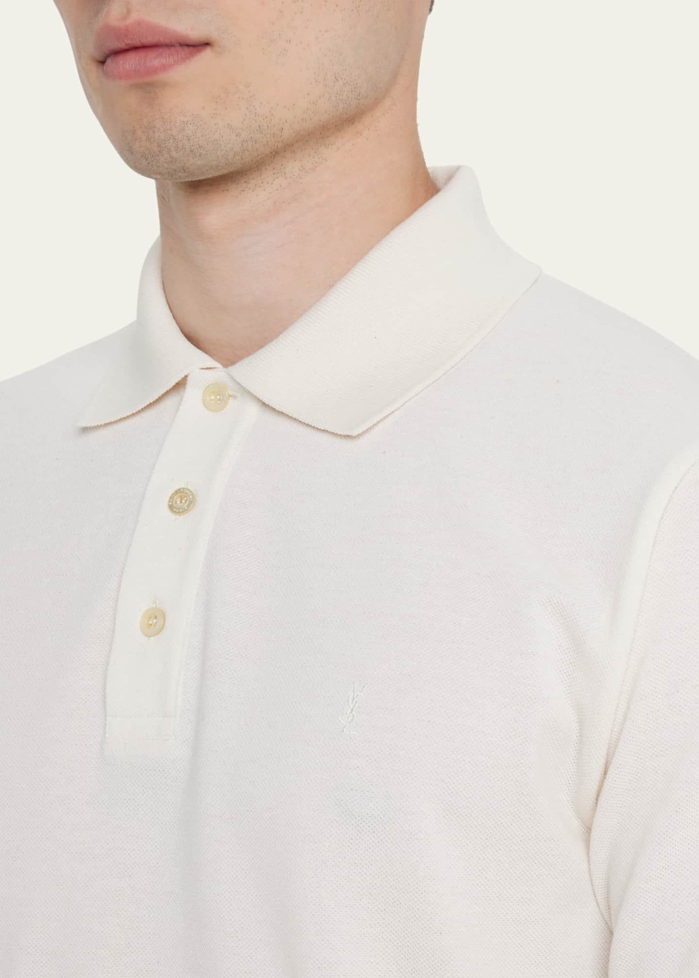 Saint Laurent Men's Tonal YSL Polo Shirt - Bergdorf Goodman