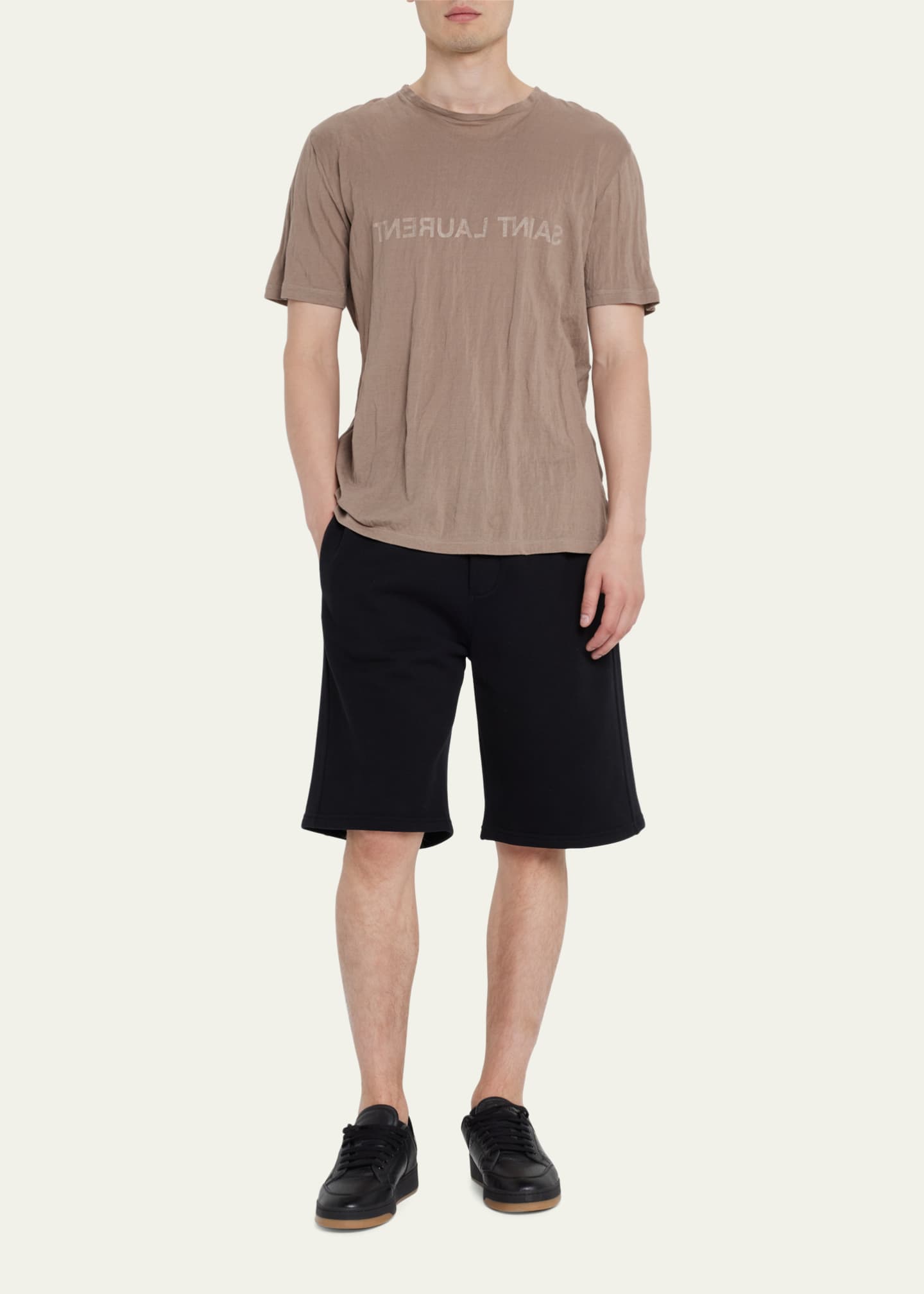Saint Laurent Men s Logo Sweat Shorts Bergdorf Goodman