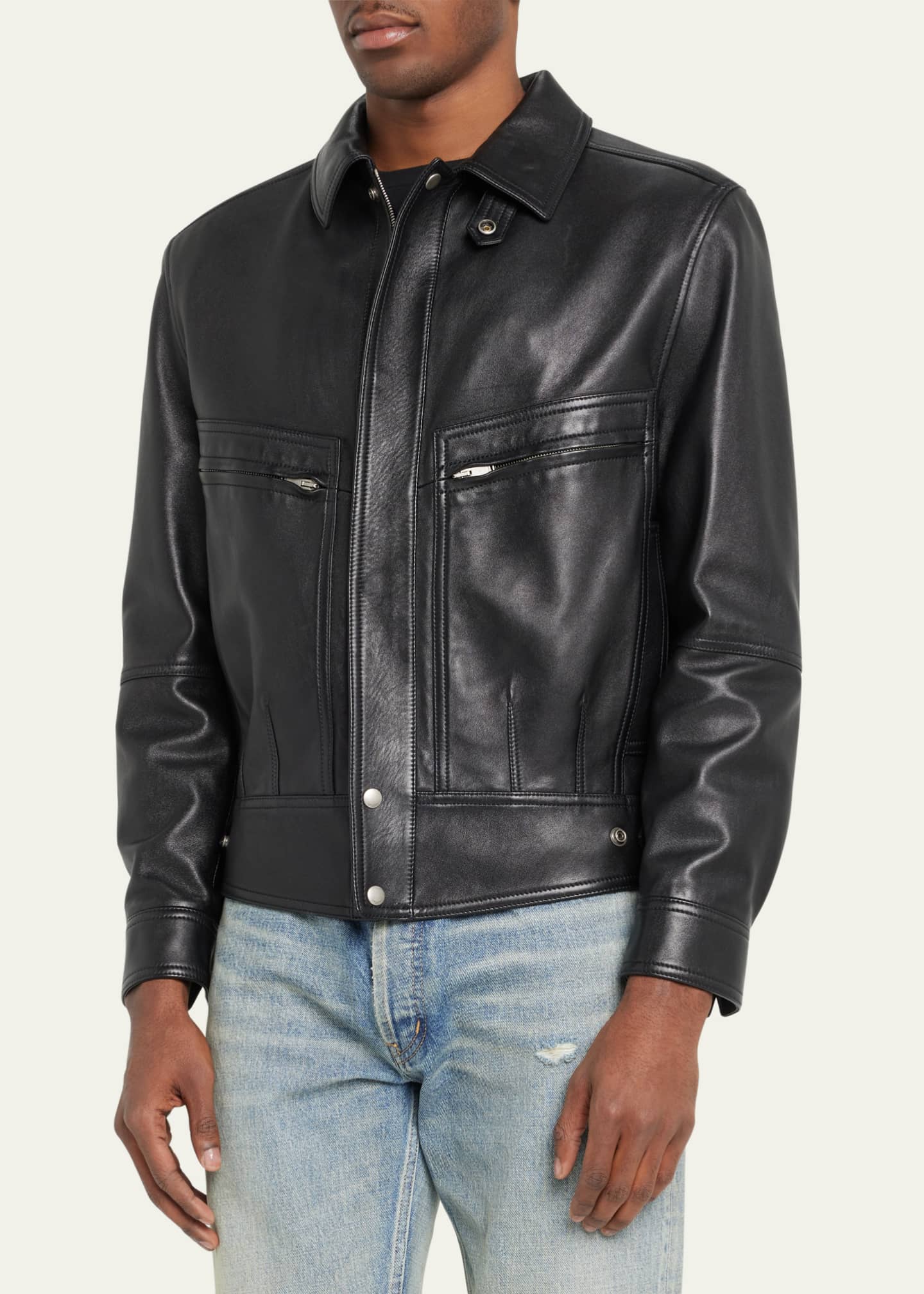 Saint Laurent Men s Leather Bomber Jacket