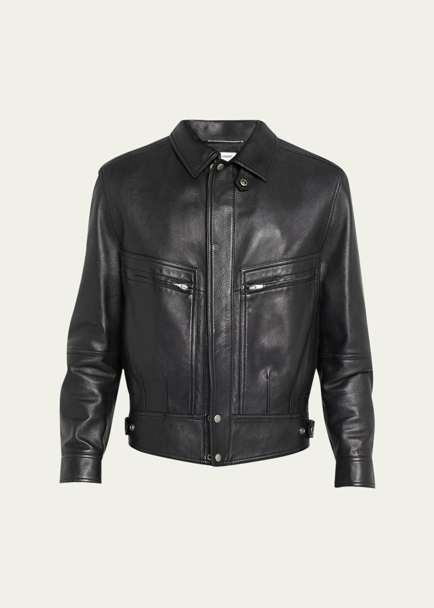 Saint laurent mens leather hot sale jacket