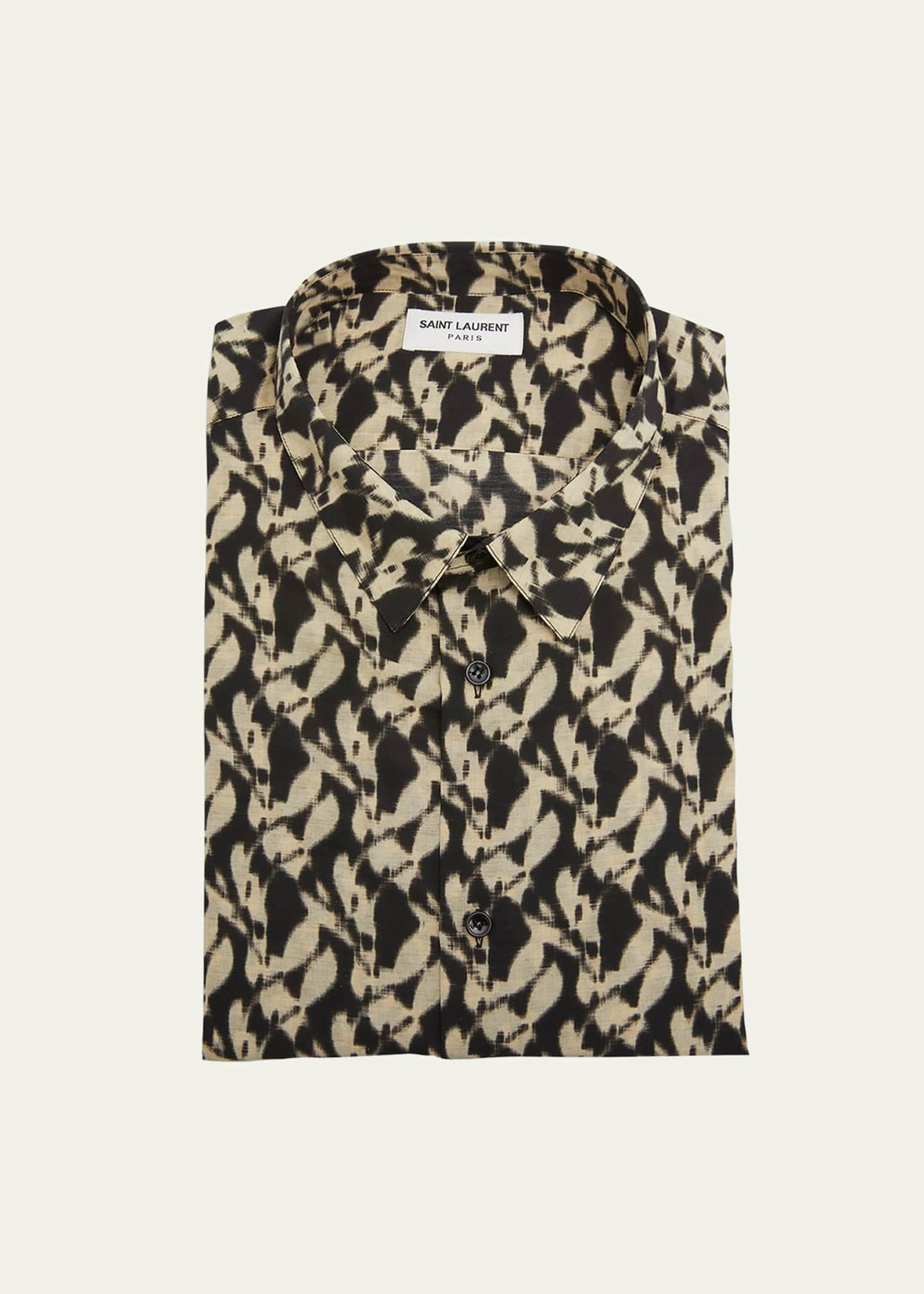 Saint Laurent Men's Graphic Short-Sleeve Dress Shirt Image 1 of 2