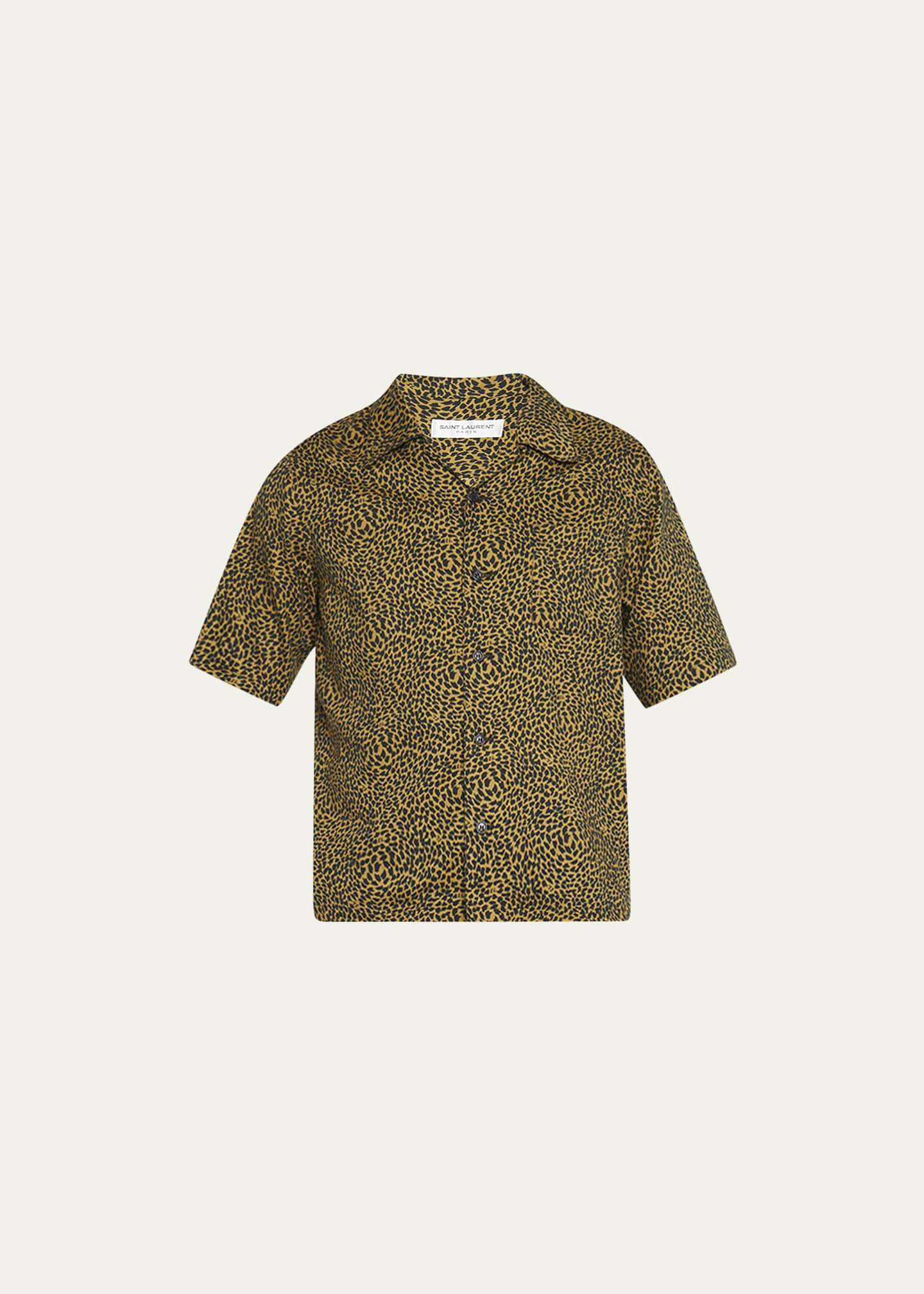 Saint Laurent Men s Leopard Sport Shirt
