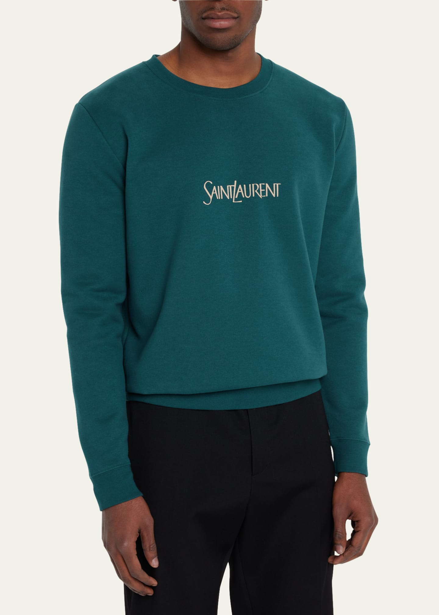 Saint Laurent Men s Logo Cotton Crew Sweatshirt Bergdorf Goodman