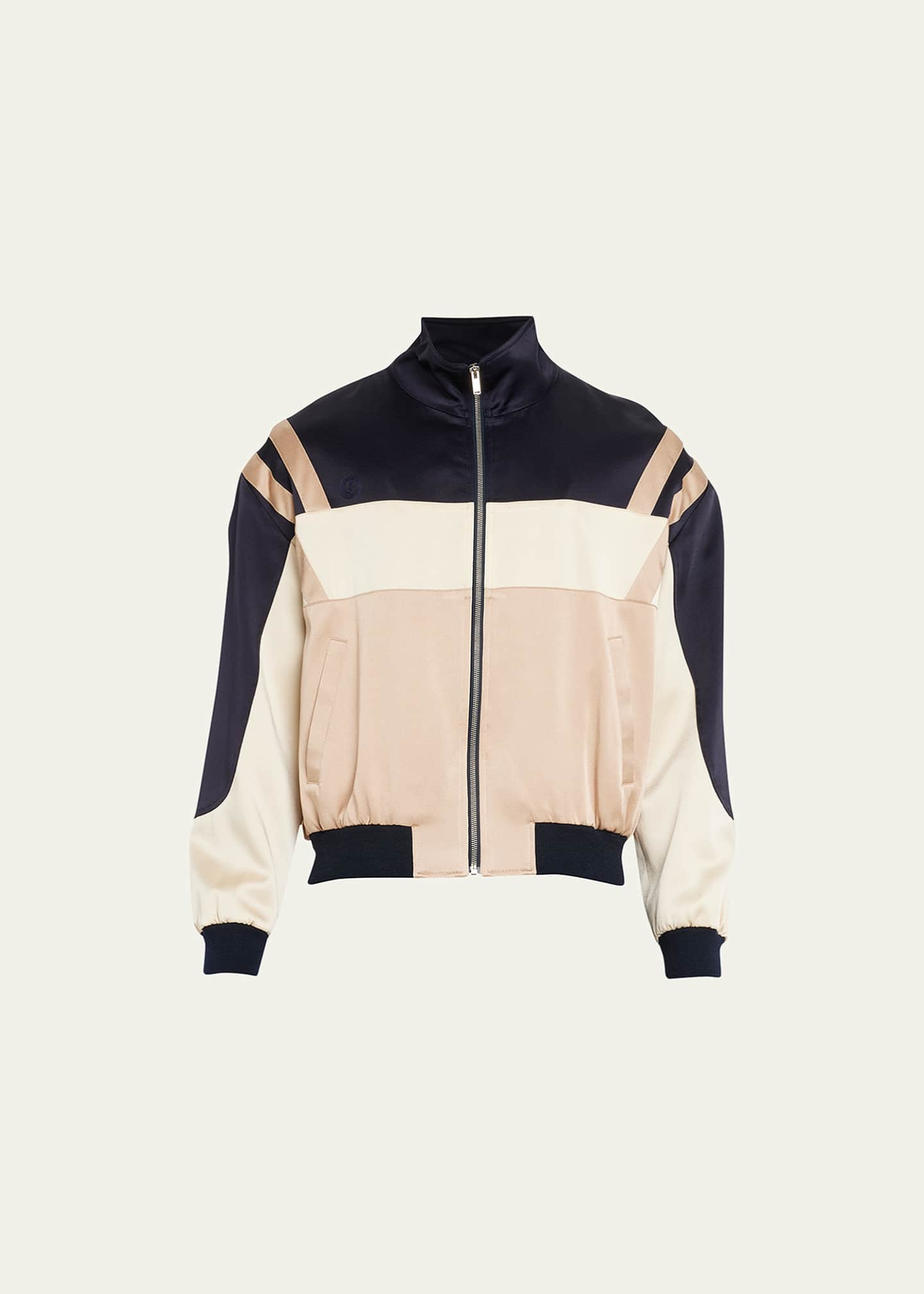 Saint Laurent Men's Colorblock Satin Track Jacket - Bergdorf Goodman