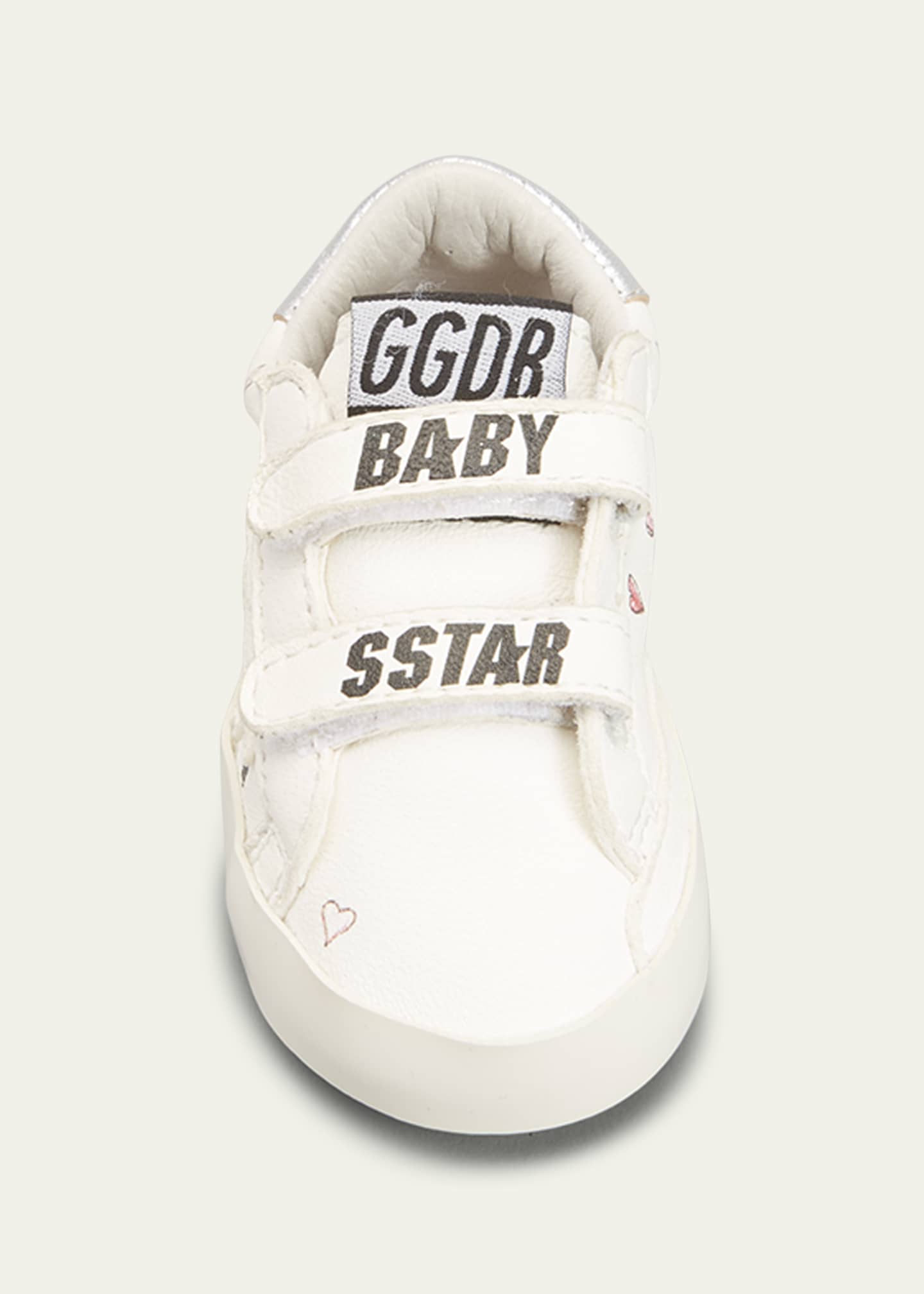 Golden Goose Girl's Hand-Painted Hearts Leather Sneakers, Baby