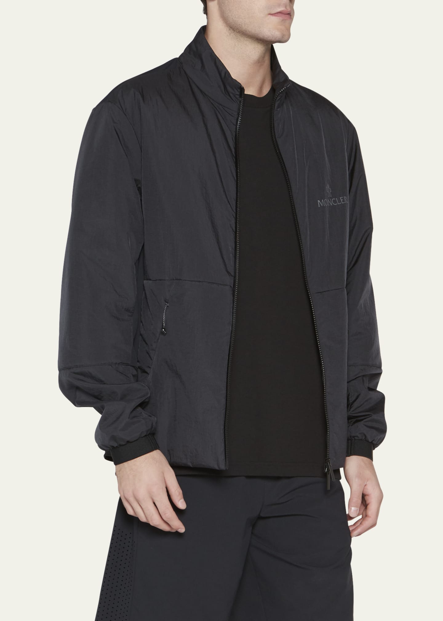 Moncler Men's Farret Nylon Mock-Neck Jacket Image 4 of 5