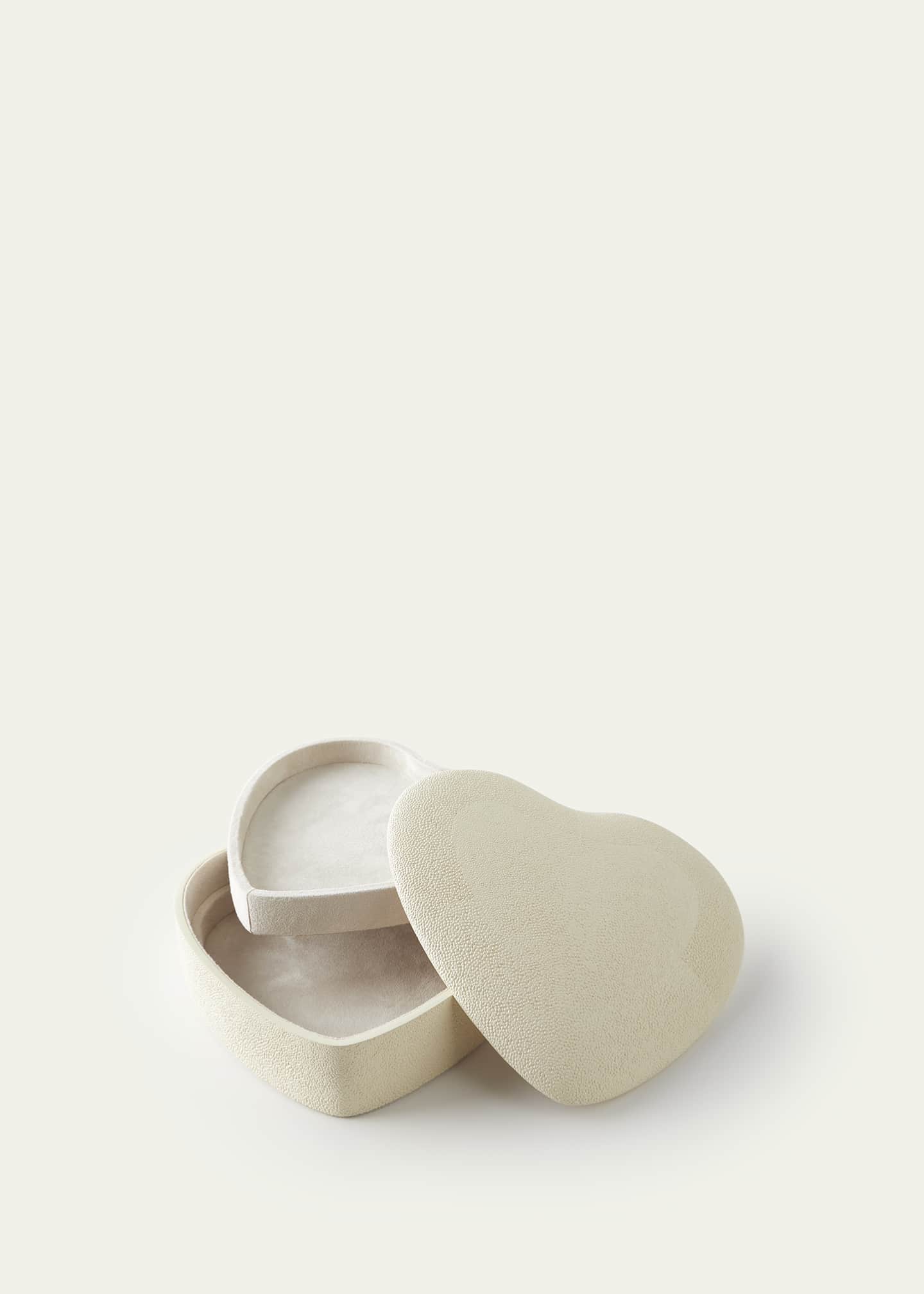 AERIN Faux Shagreen Heart Jewelry Box, Cream Image 2 of 3