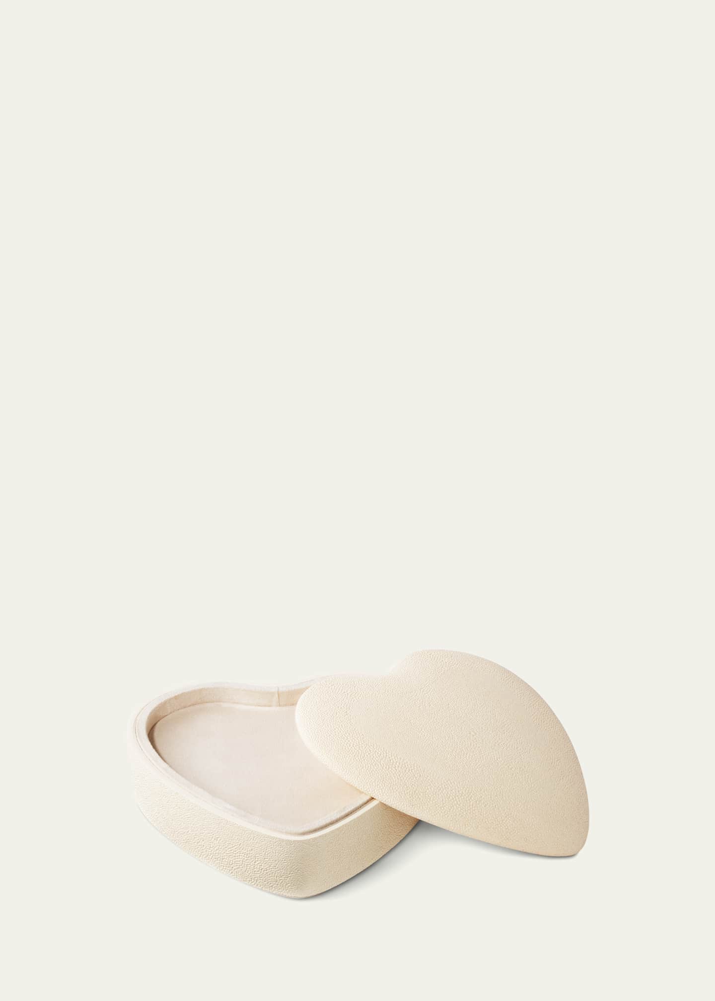 AERIN Faux Shagreen Heart Jewelry Box, Cream Image 3 of 3