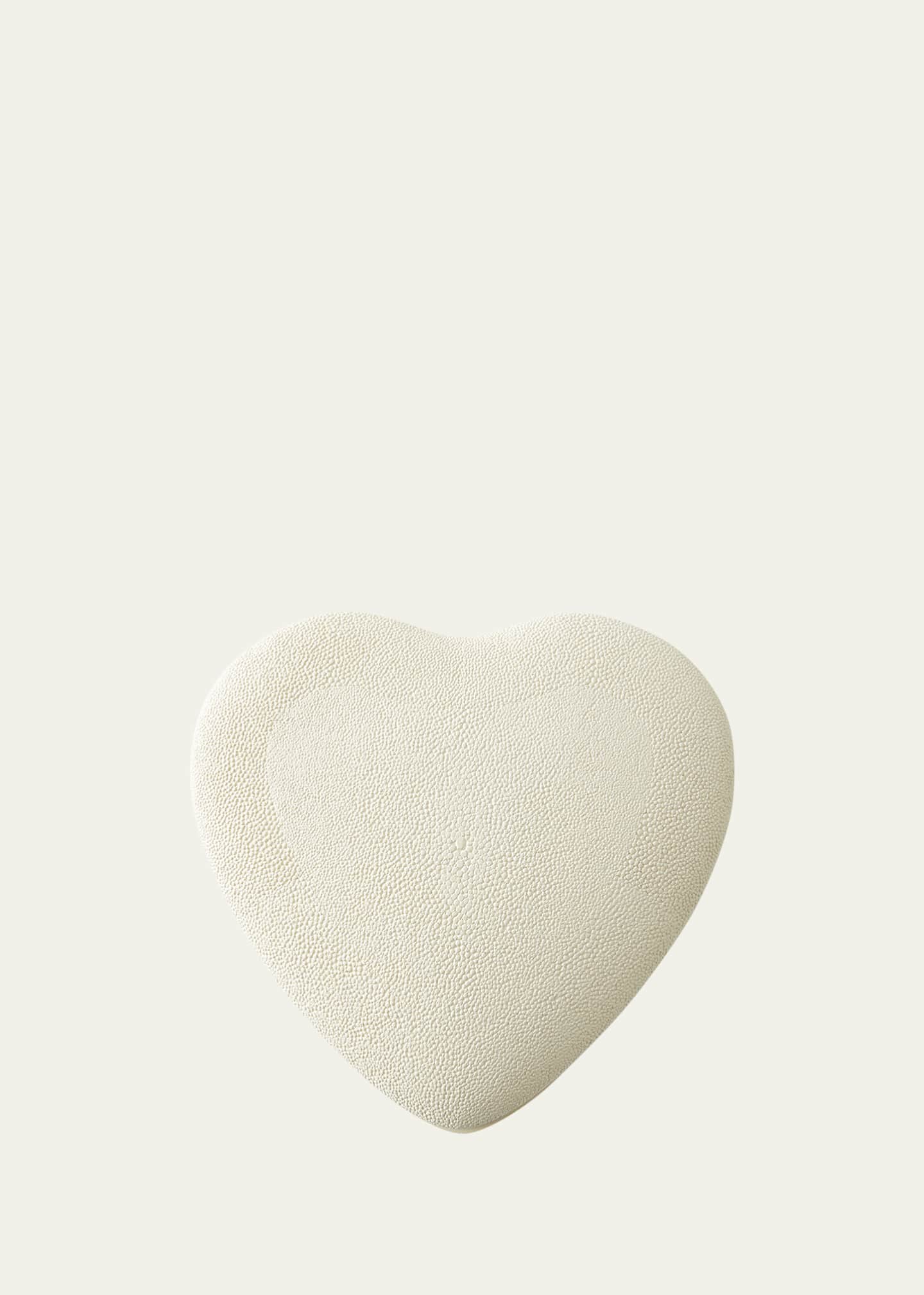 AERIN Faux Shagreen Heart Jewelry Box, Cream Image 1 of 3