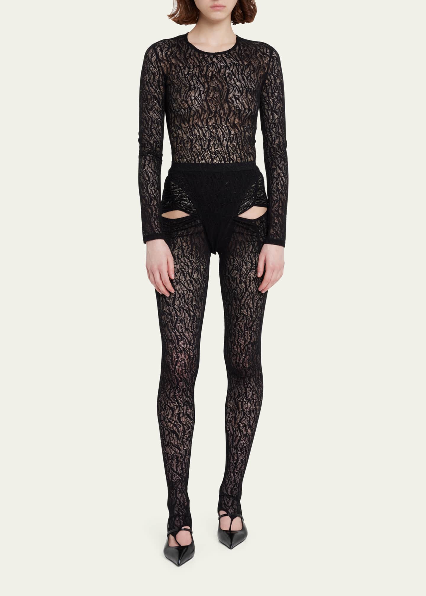 PUPPETS AND PUPPETS Logo Lace FrenchCut Bodysuit Bergdorf Goodman