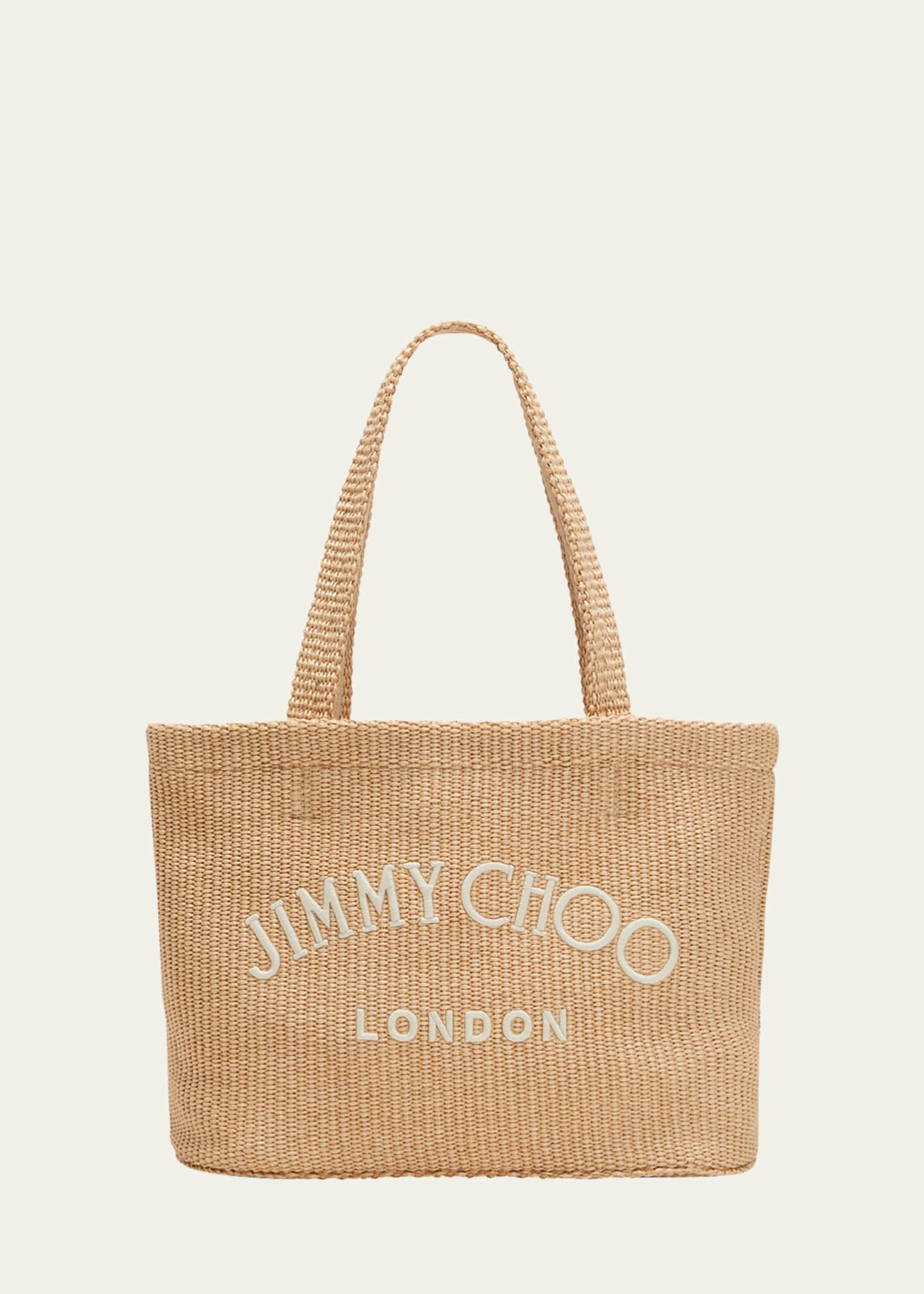 Jimmy Choo Logo Beach Raffia East-West Tote Bag - Bergdorf Goodman