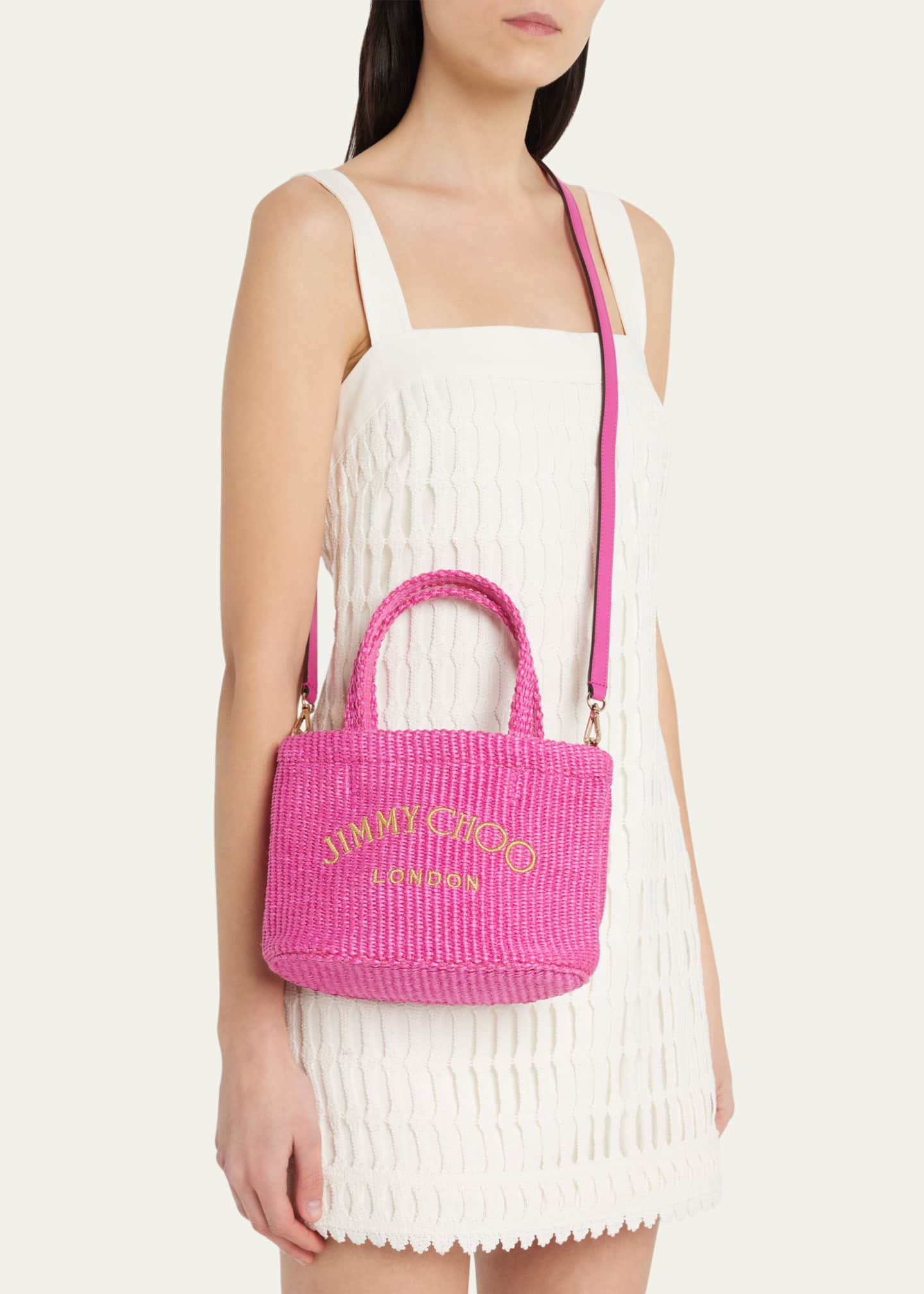 Jimmy Choo Mini Beach Logo East-West Tote Bag