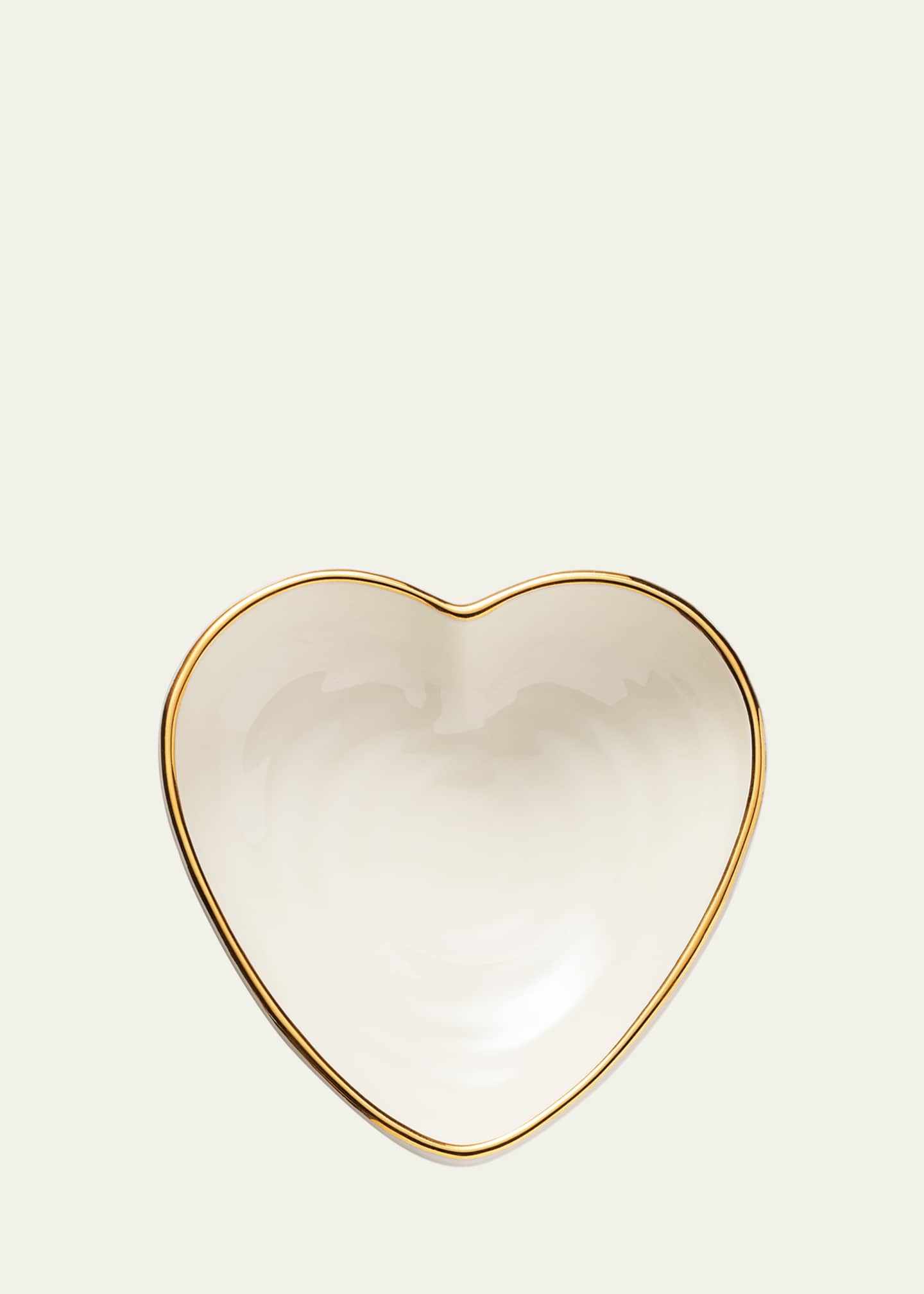 AERIN Ribbed 24K-Gold Rim Heart Dish Image 1 of 4