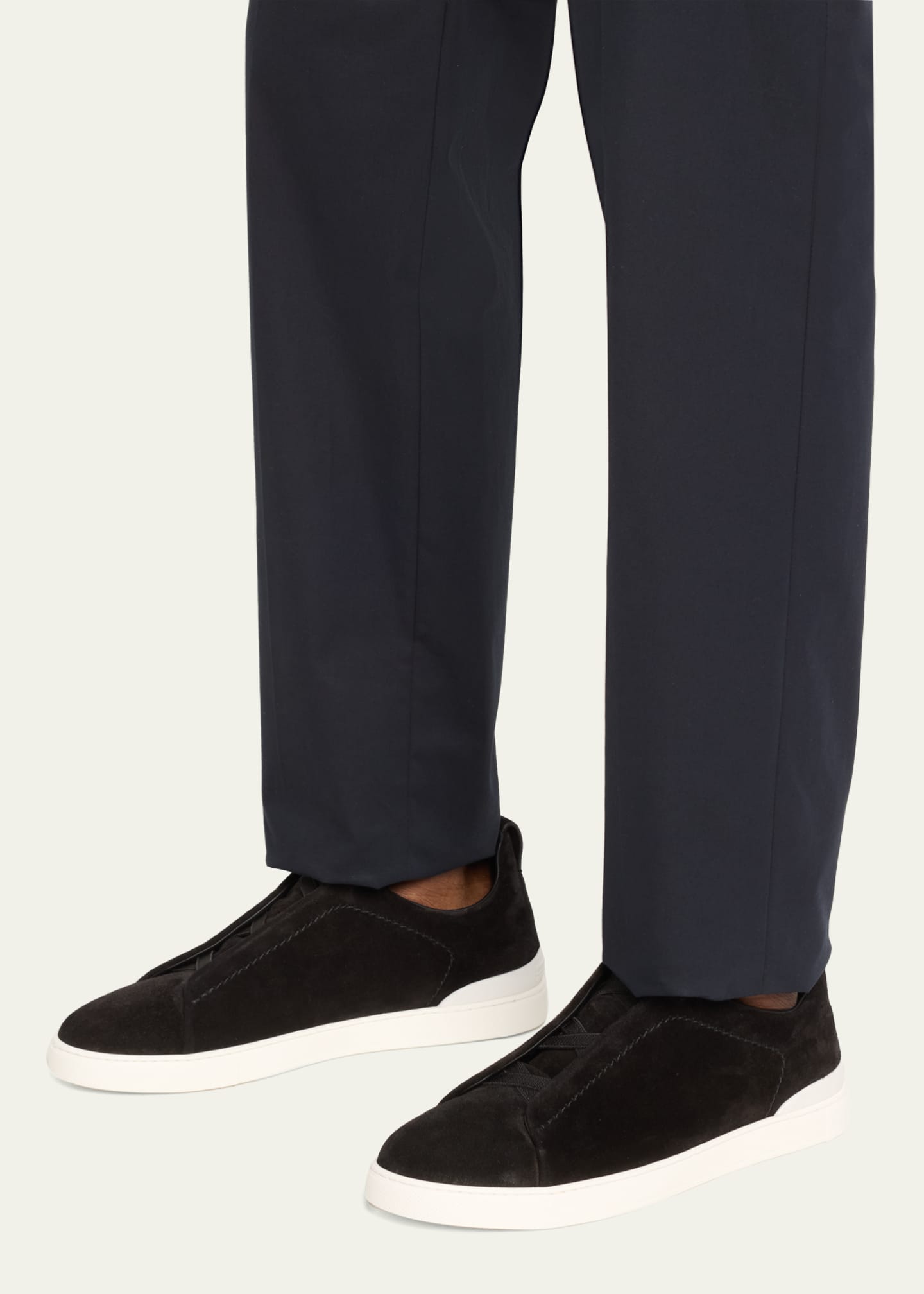 ZEGNA Men's Triple Stitch Suede Sneakers Image 2 of 8