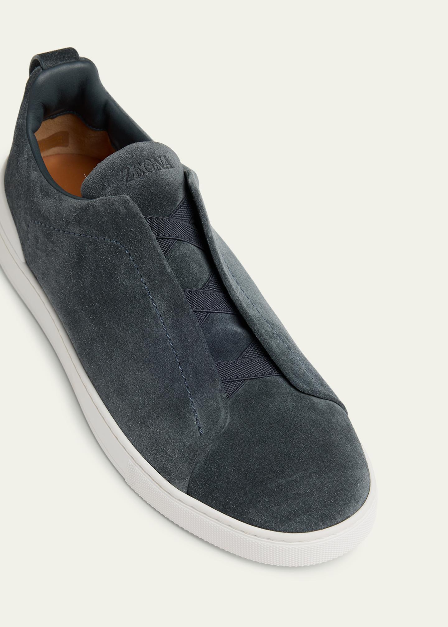 Zegna Gray Suede Men\'s Slip-On Shoes Zegna Triple Stitch suede slip-on sneakers Zegna main image 2