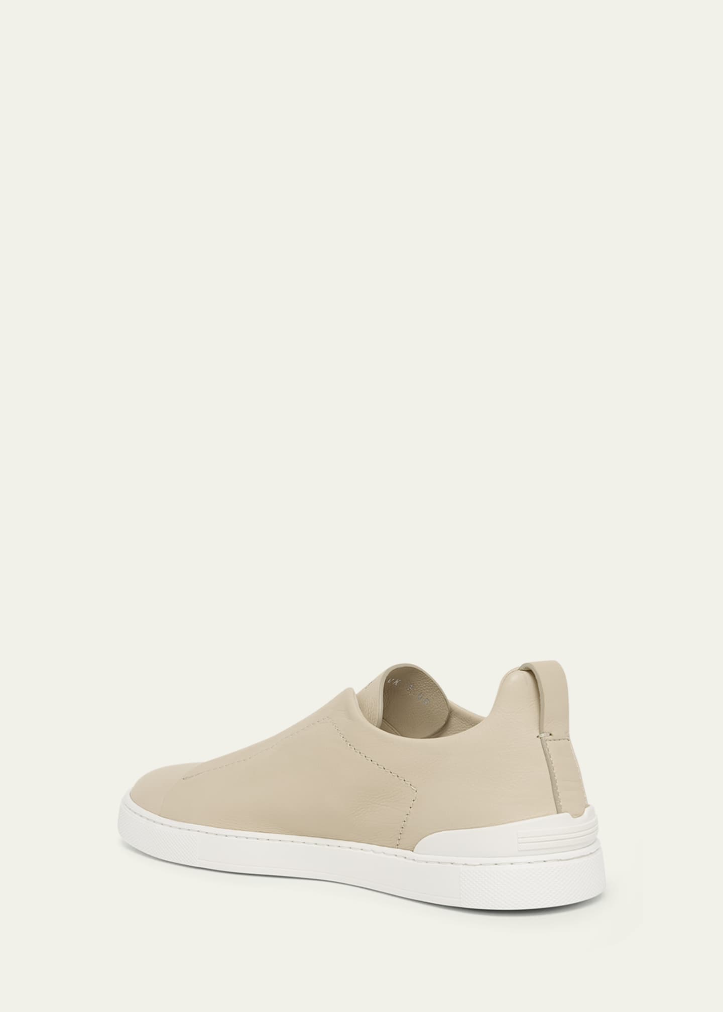 ZEGNA Men's Triple Stitch SECONDSKIN Leather Slip-On Sneakers Image 3 of 5