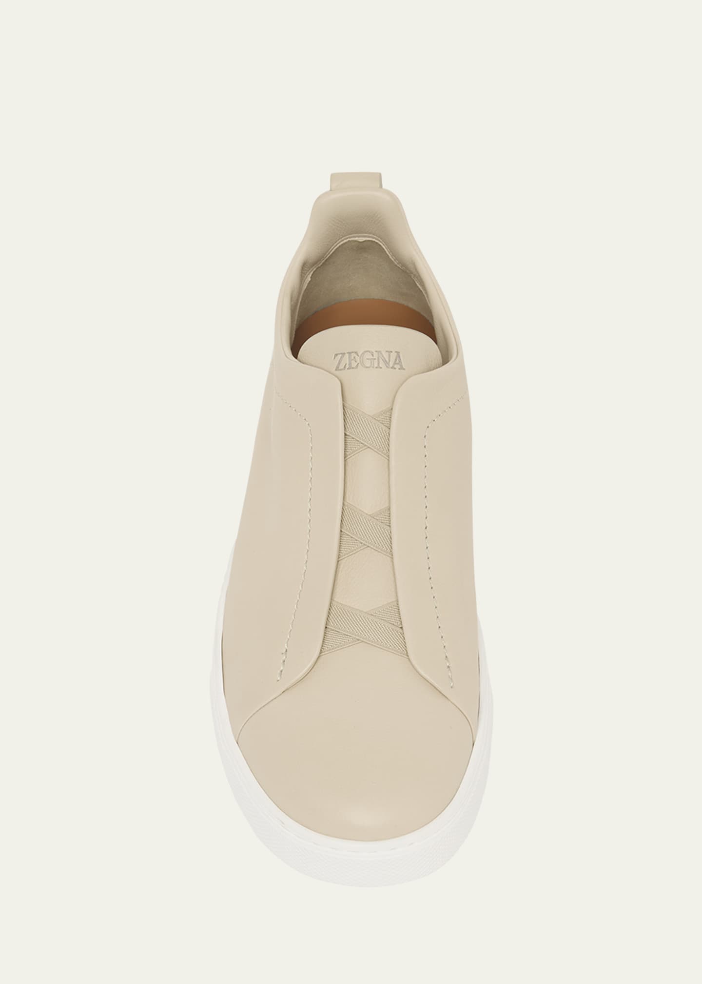 ZEGNA Men's Triple Stitch SECONDSKIN Leather Slip-On Sneakers Image 5 of 5