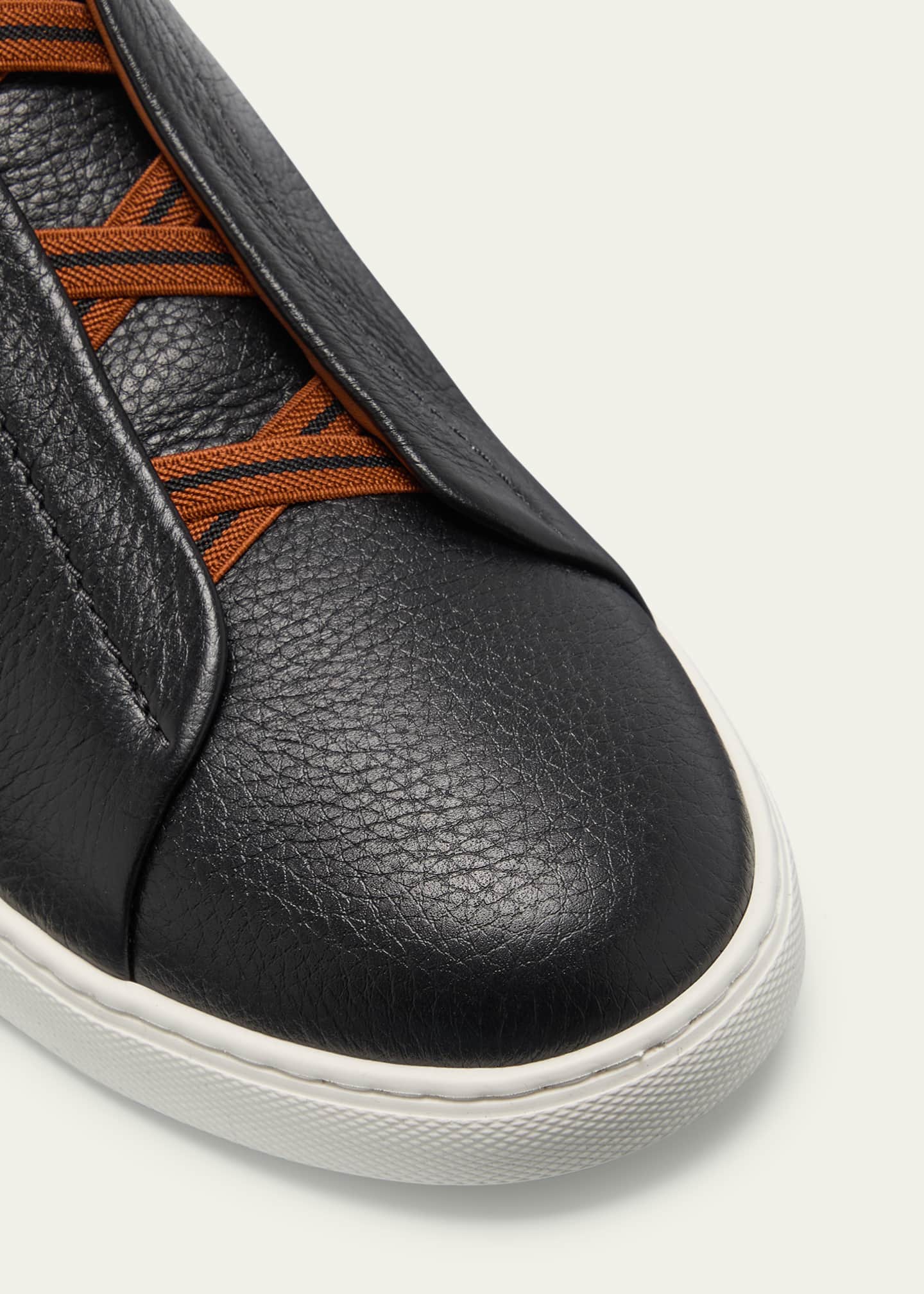 ZEGNA Men's Triple Stitch Deerskin Leather Sneakers Image 5 of 5