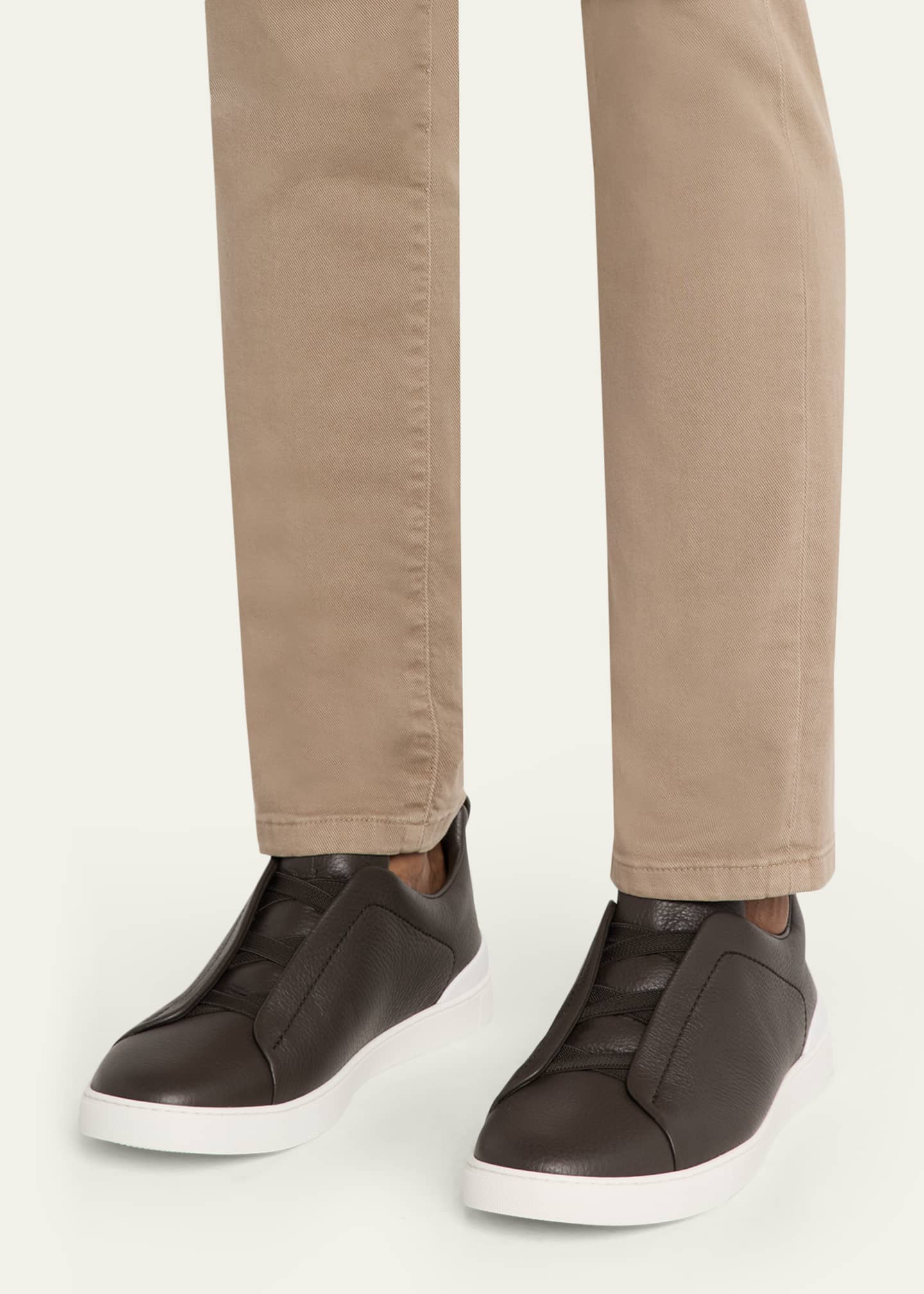 ZEGNA Men's Triple Stitch Deerskin Leather Sneakers - Bergdorf Goodman